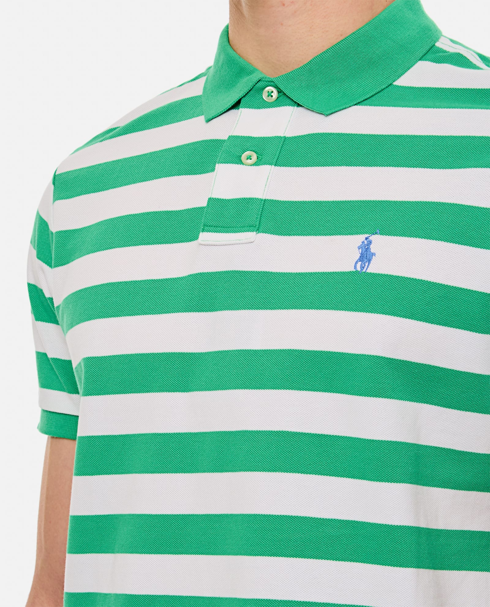 Shop Ralph Lauren Cotton Polo Shirt In Green/white