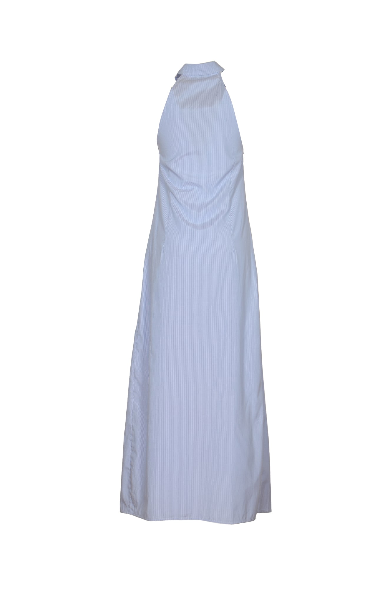 Shop Weili Zheng Sleeveless Long Stripe Shirt Dress In Blue Mini Stripes