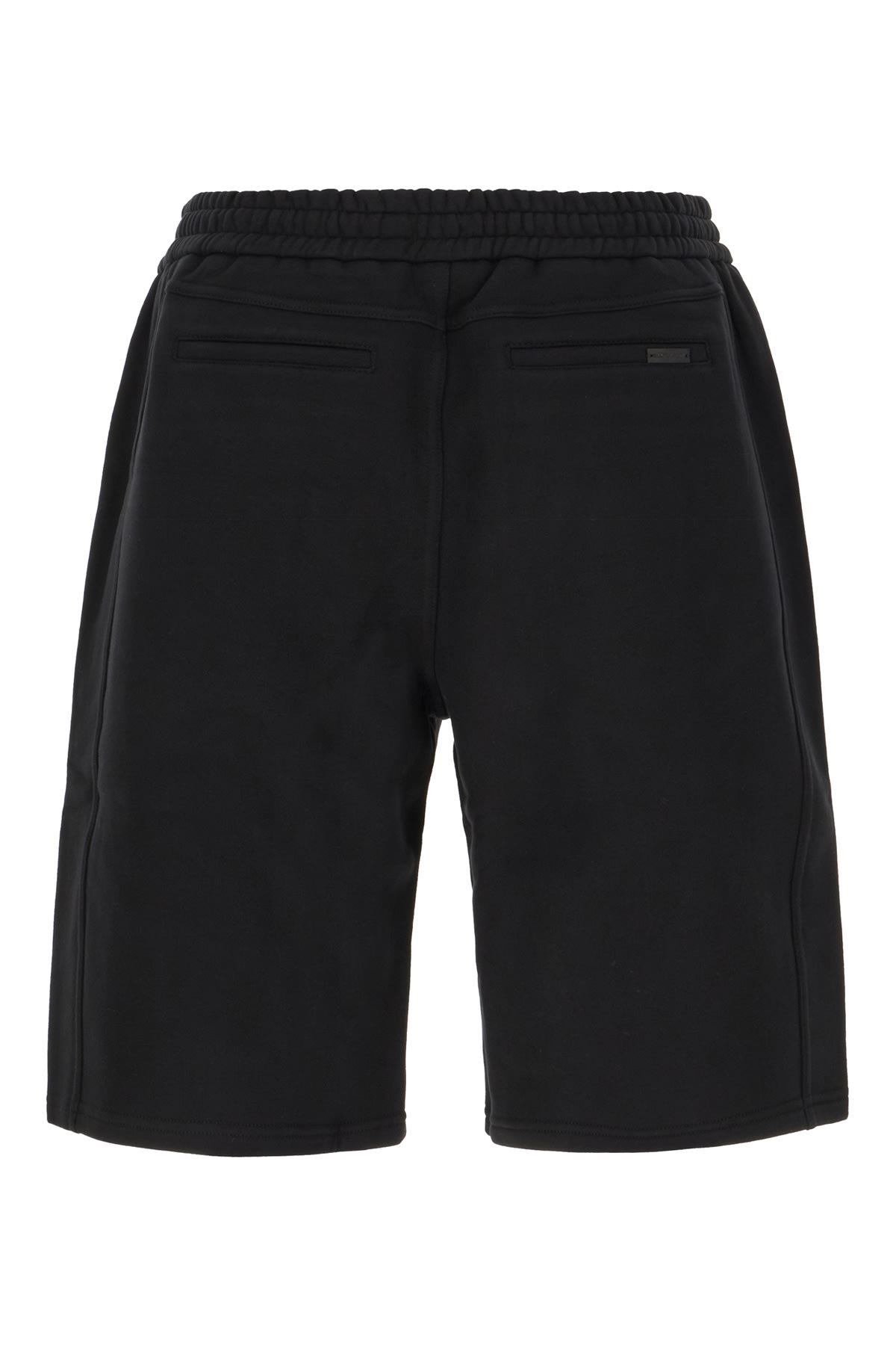 Saint Laurent Waist Drawstring Cotton Fleece Shorts In Nero