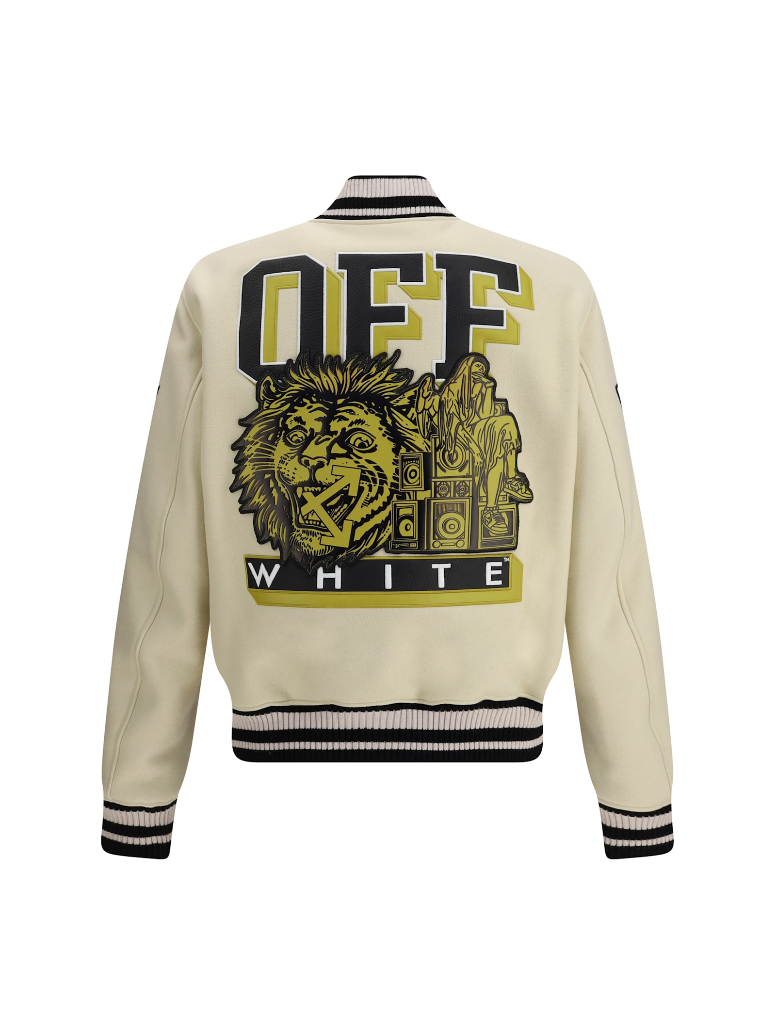 Off-white Lion Wool Varsity Jacket In Yellow