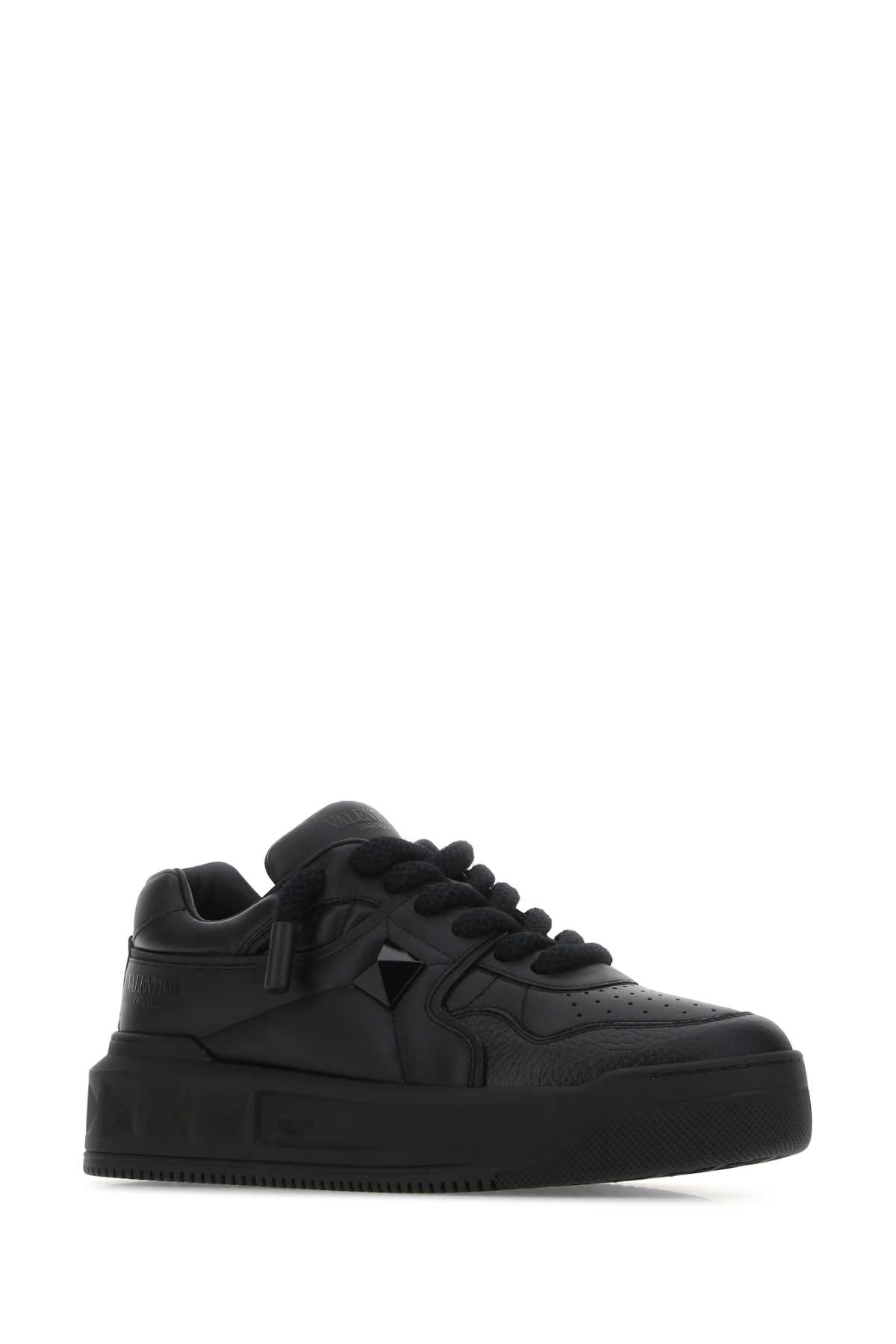 Shop Valentino Black Nappa Leather One Stud Xl Sneakers In Nero