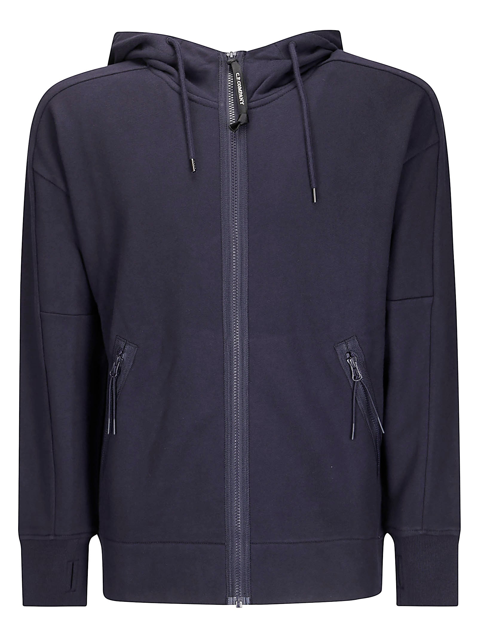 C.p. Company Sweatshirts Hooded Open In Diagonal Raised Fleece In Blue