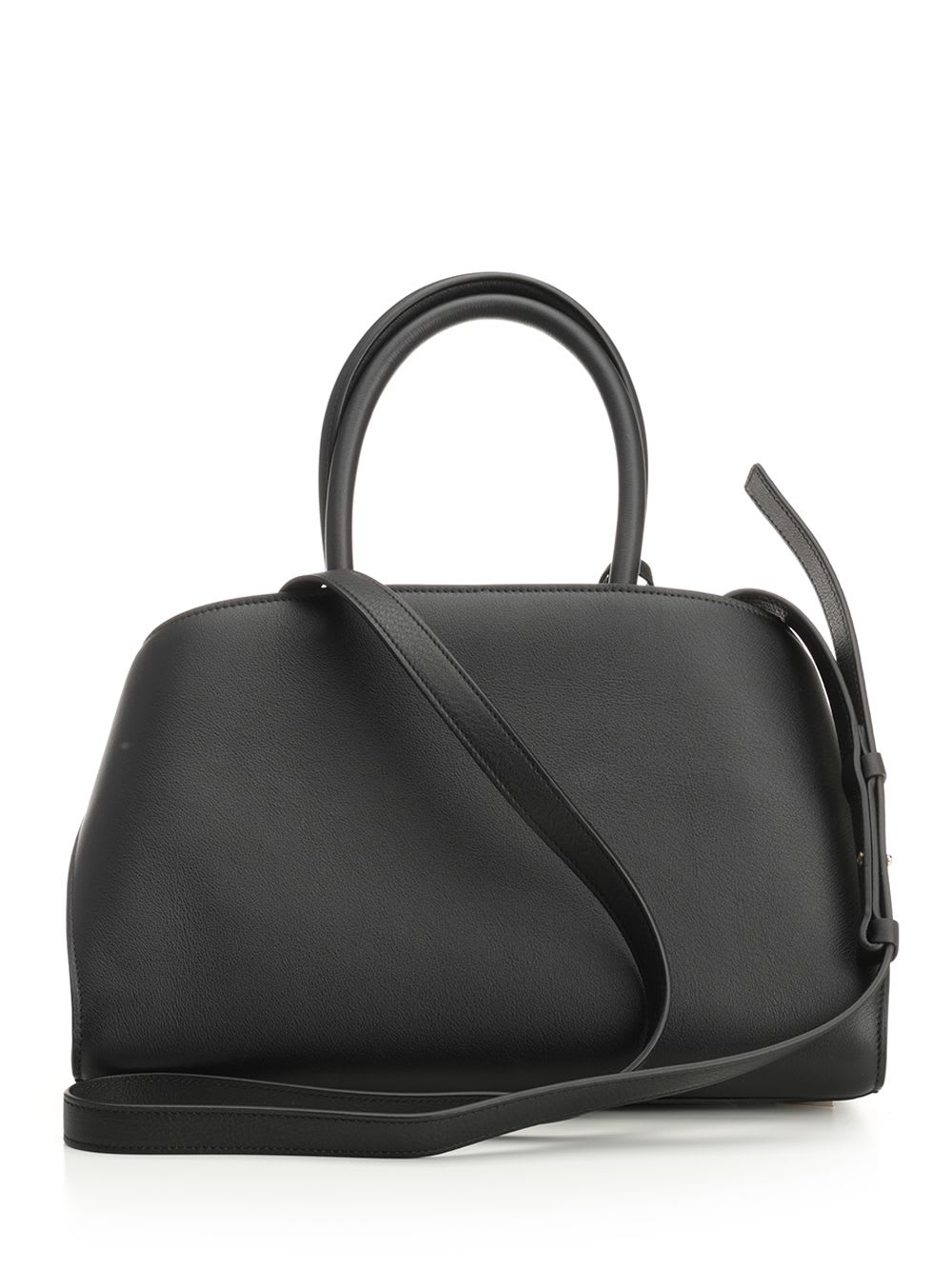 Ferragamo Two-tone Hug Handbag In Black