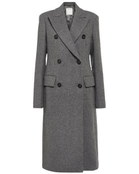 Sportmax Double-breasted Long-sleeved Coat In Grigio