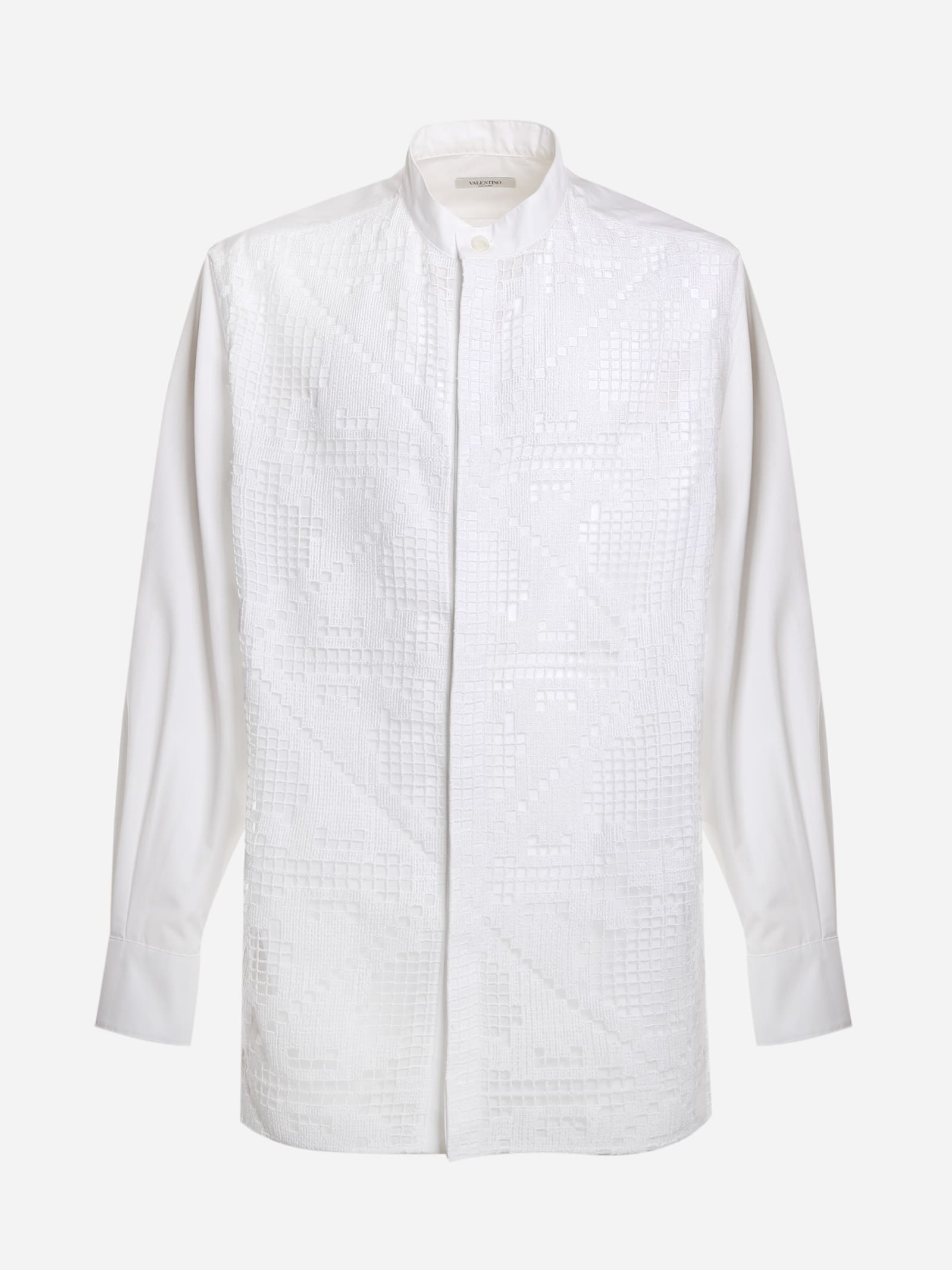 Valentino Cotton Shirt With Perforated Lace Inserts