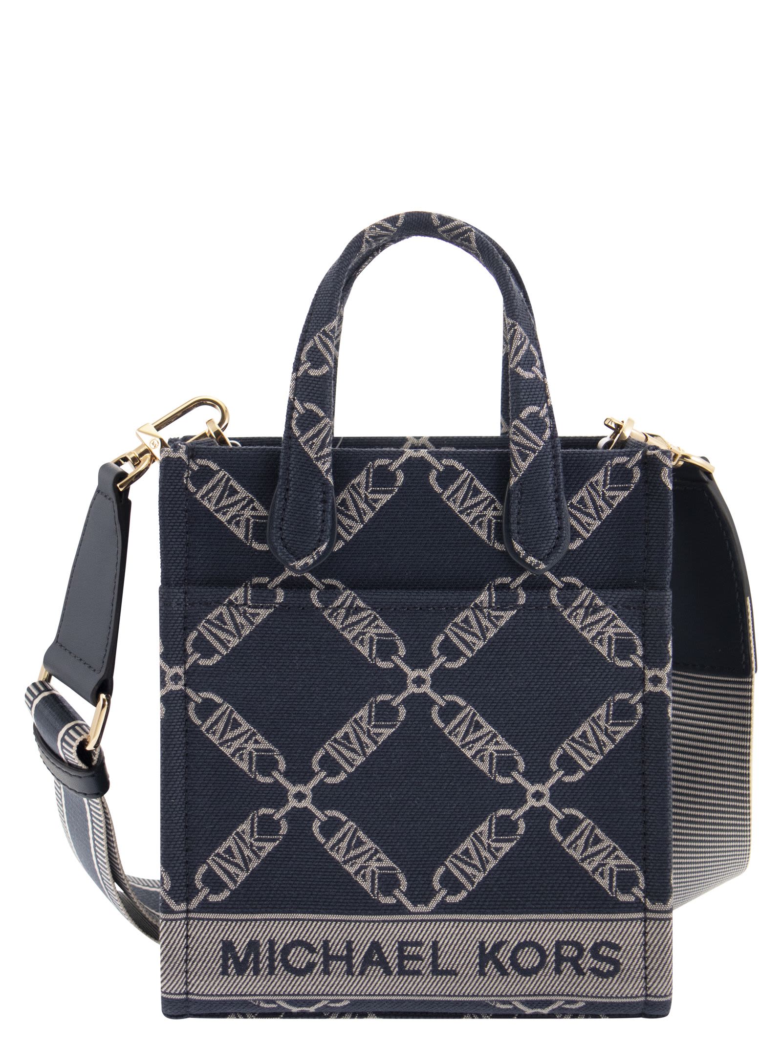 Michael Kors Empire Jacquard Logo Shopper Bag Xs In Blue