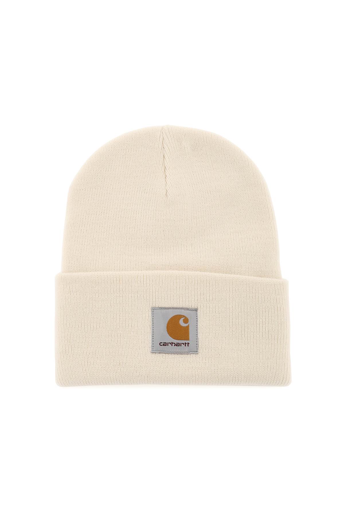 Carhartt Beanie Hat With Logo Patch In Natural (white)