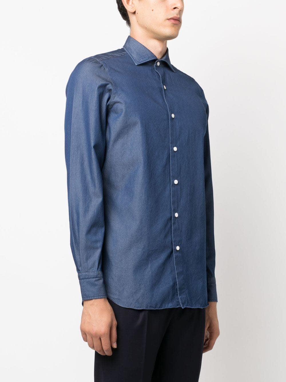 Finamore 1925 Finamore Regular Fit Denim Shirt In Blue