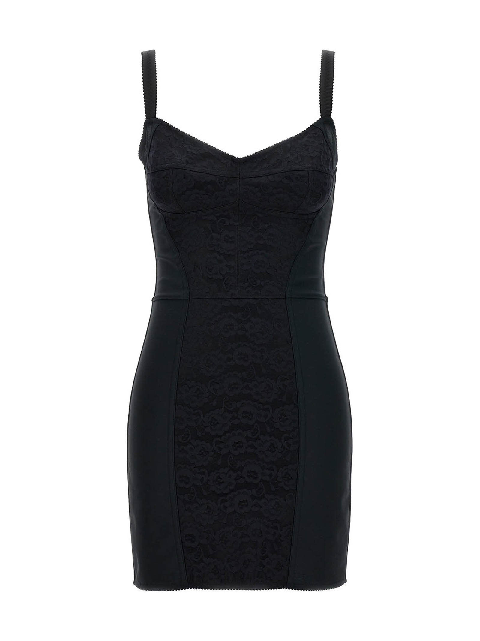 Dolce & Gabbana Satin Corset Mini Dress In Black