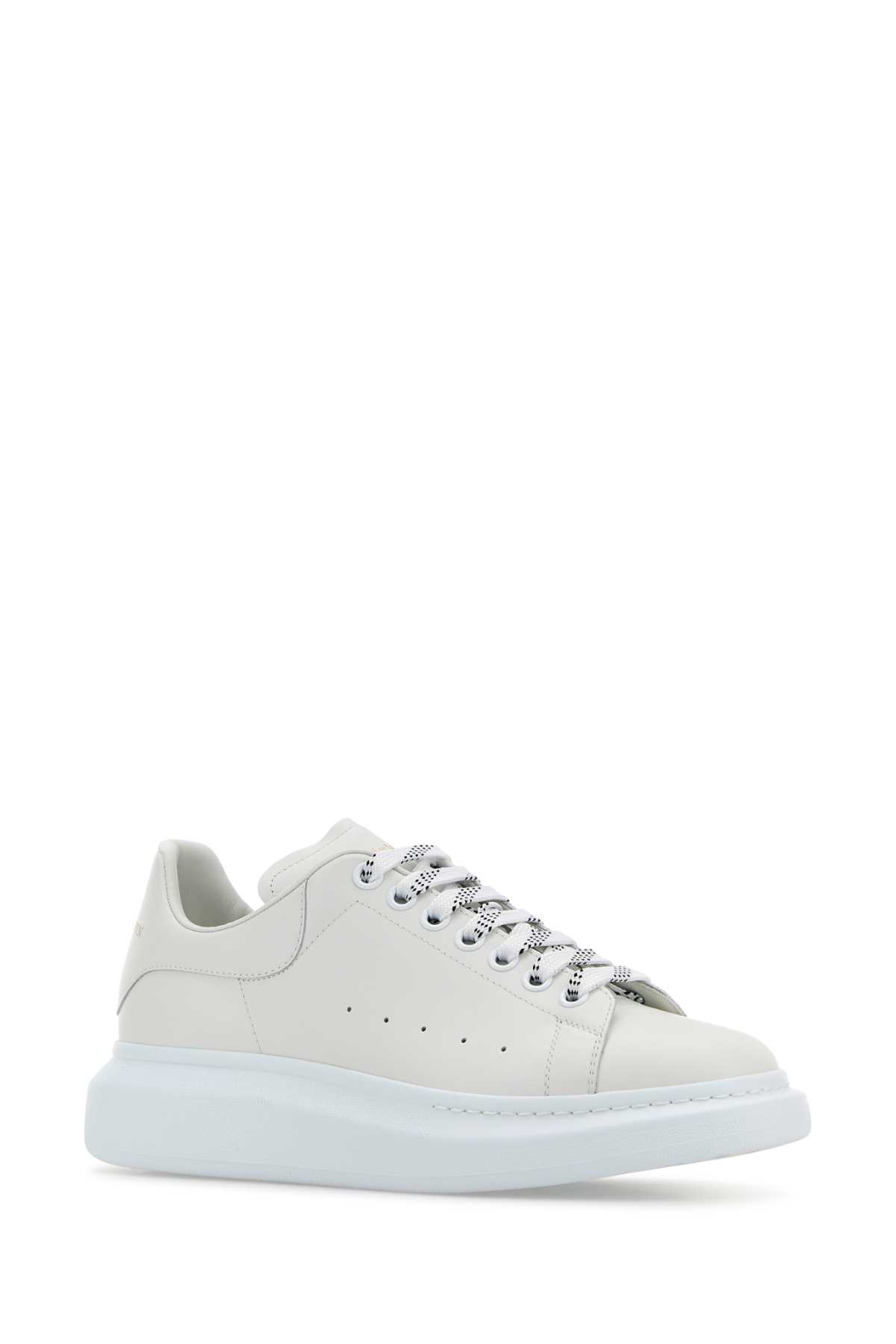 Alexander Mcqueen Chalk Leather Sneakers With Chalk Leather Heel In Animal Print