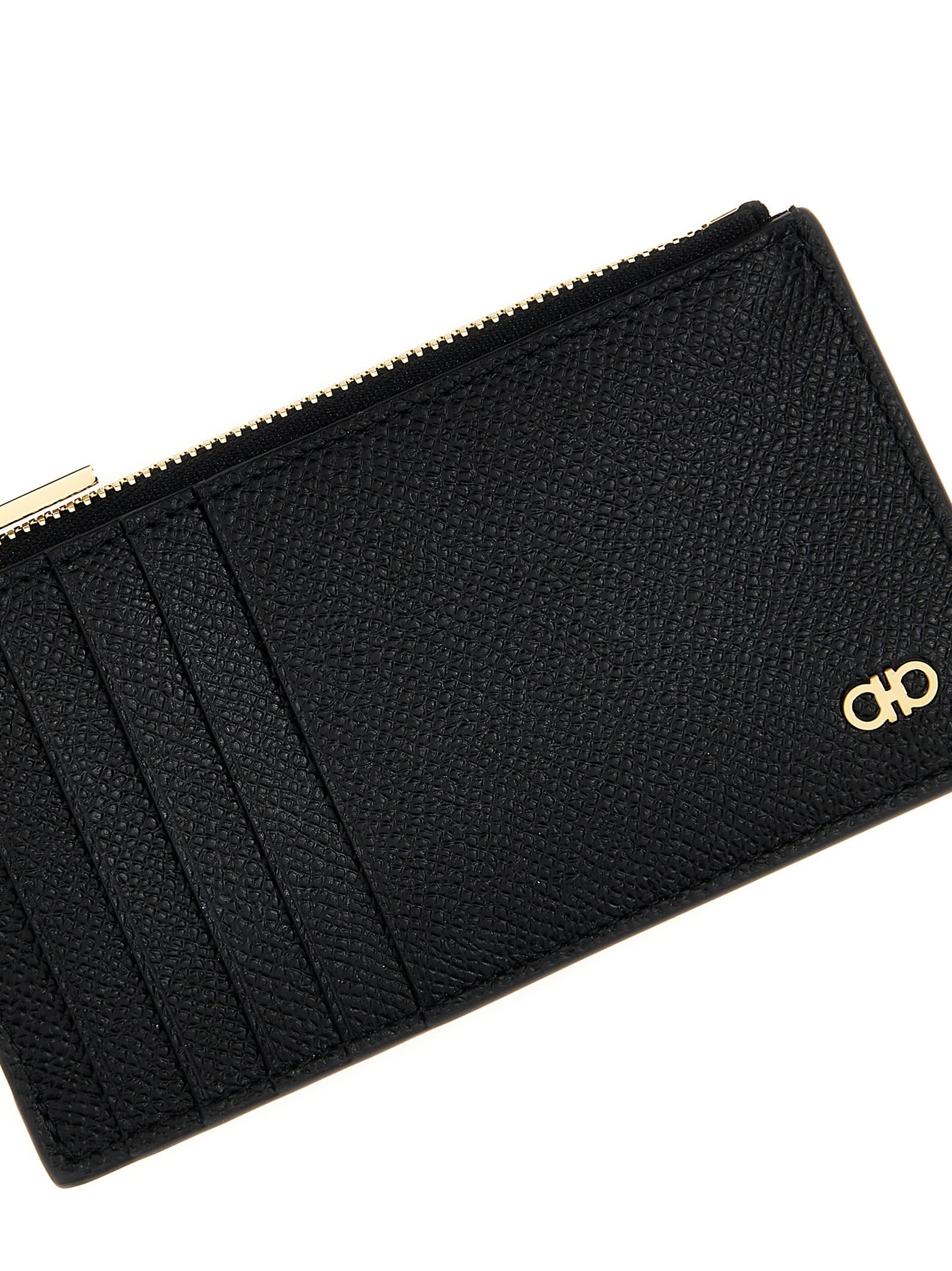 Shop Ferragamo Gancini Card Holder In Black