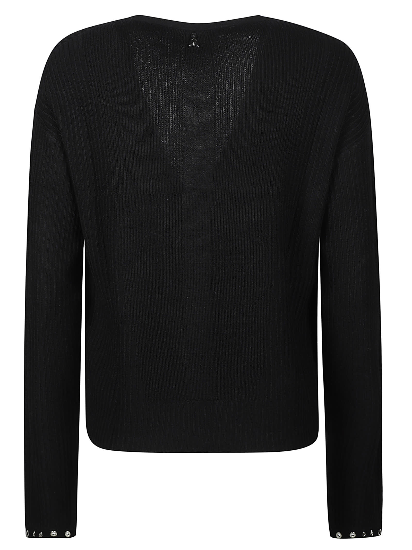 Shop Patrizia Pepe Essential V-neck Sweater In Nero