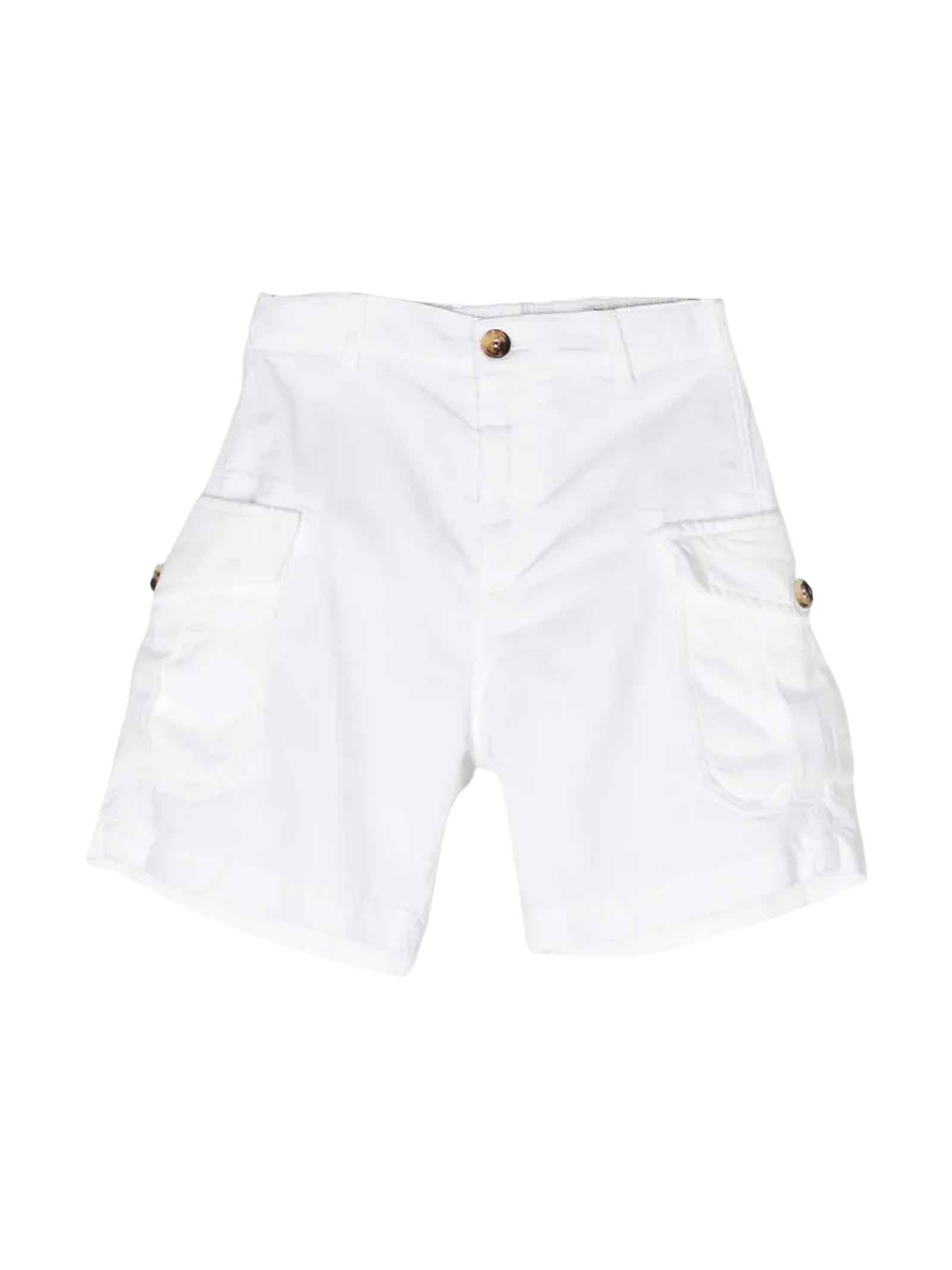 Shop Brunello Cucinelli White Bermuda Shorts Boy In Bianco