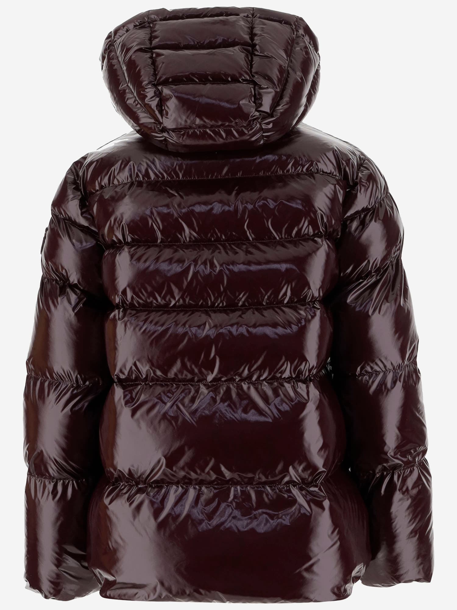 Pinko Oversized Quilted Down Coat With Glossy Finish And Hood In Brown