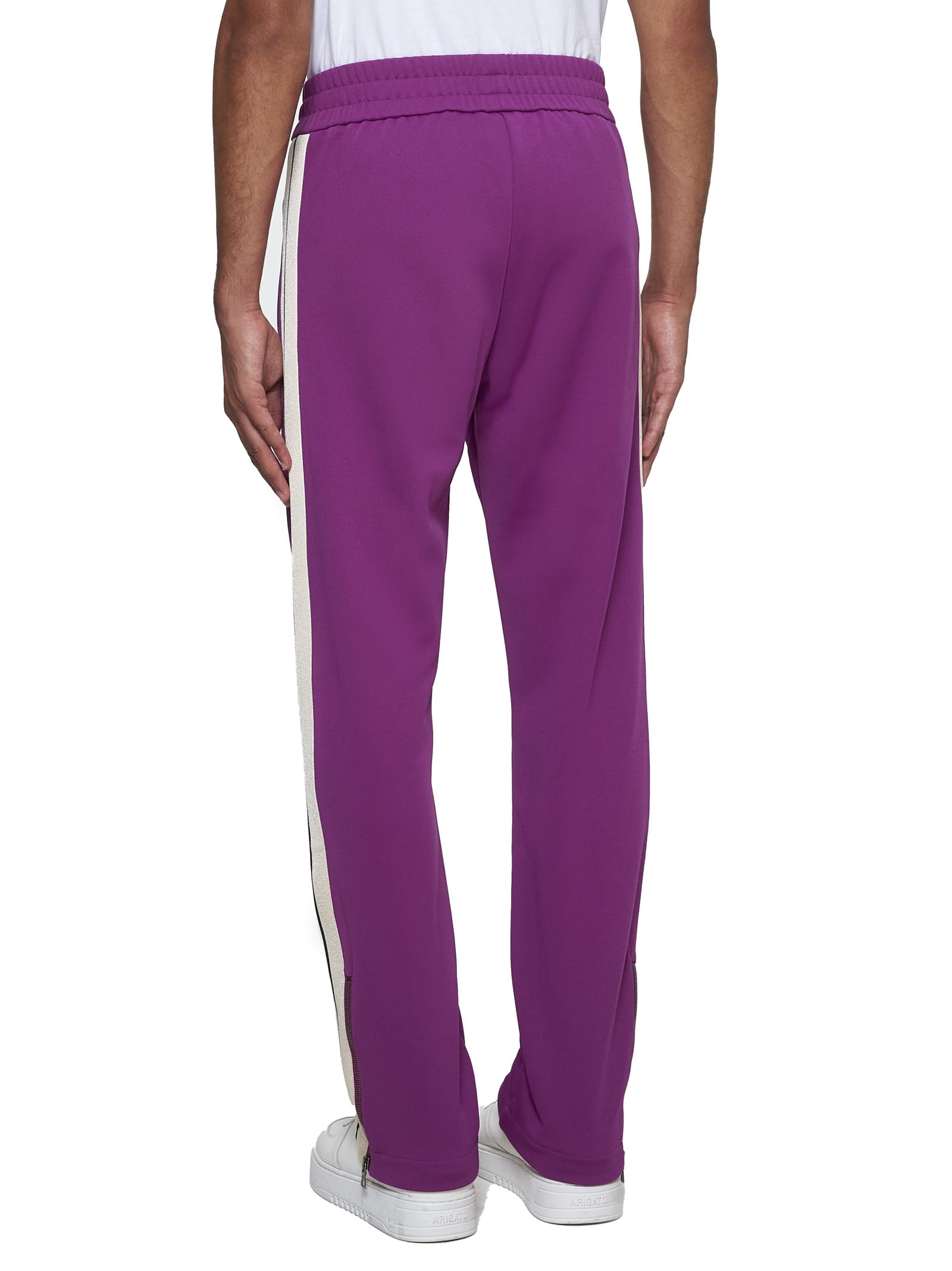 Shop Palm Angels Pants In Purple Off White