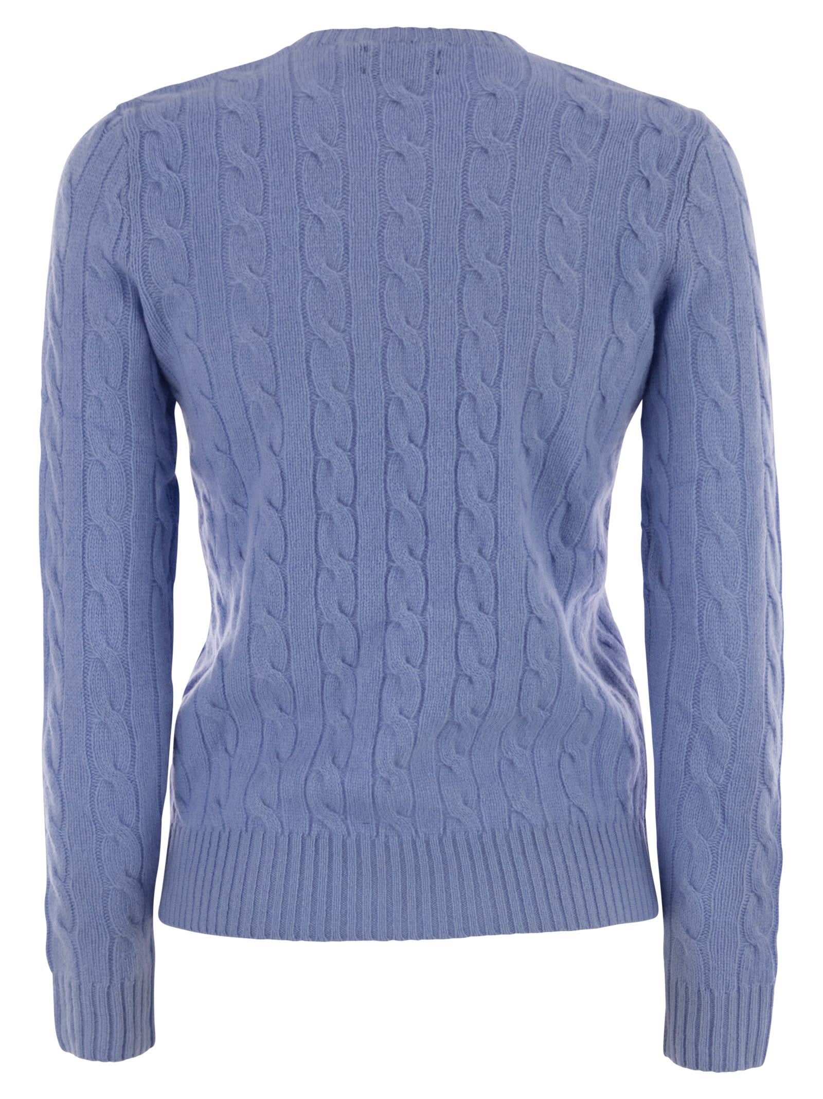 Polo Ralph Lauren Plaited Wool And Cashmere Crew-neck In Blue