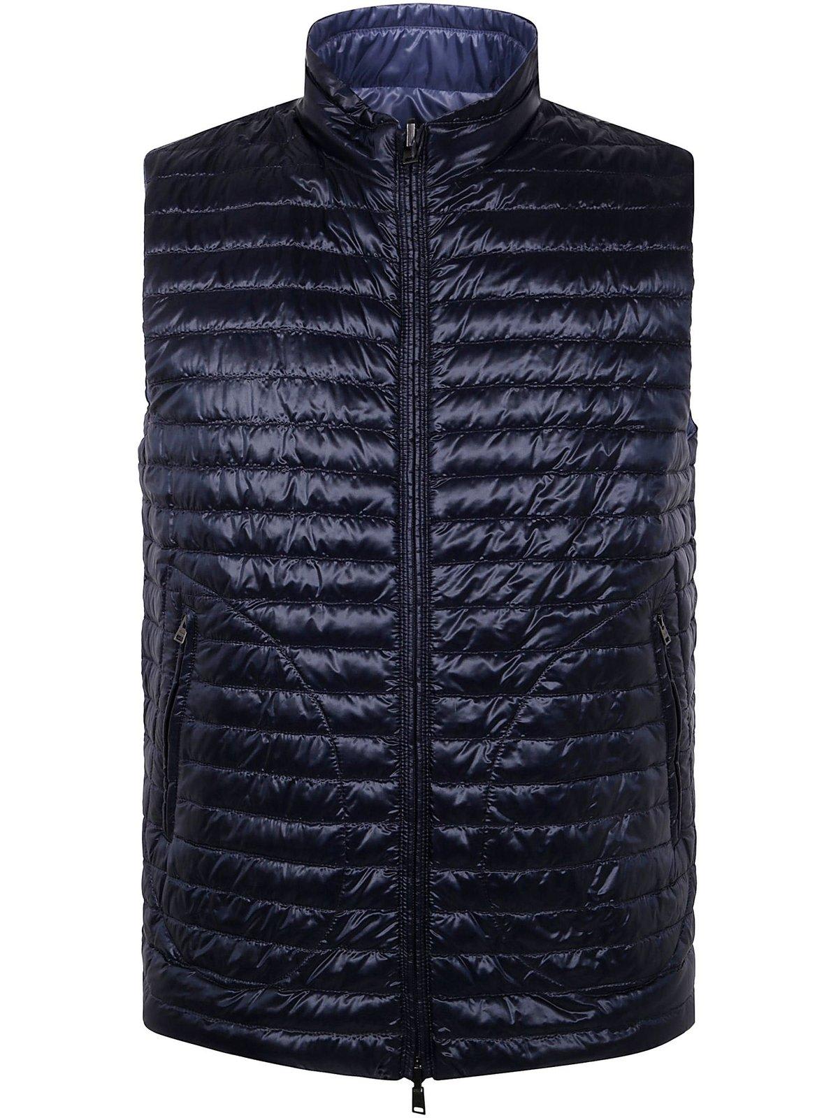 HERNO ZIPPED QUILTED REVERSIBLE DOWN GILET