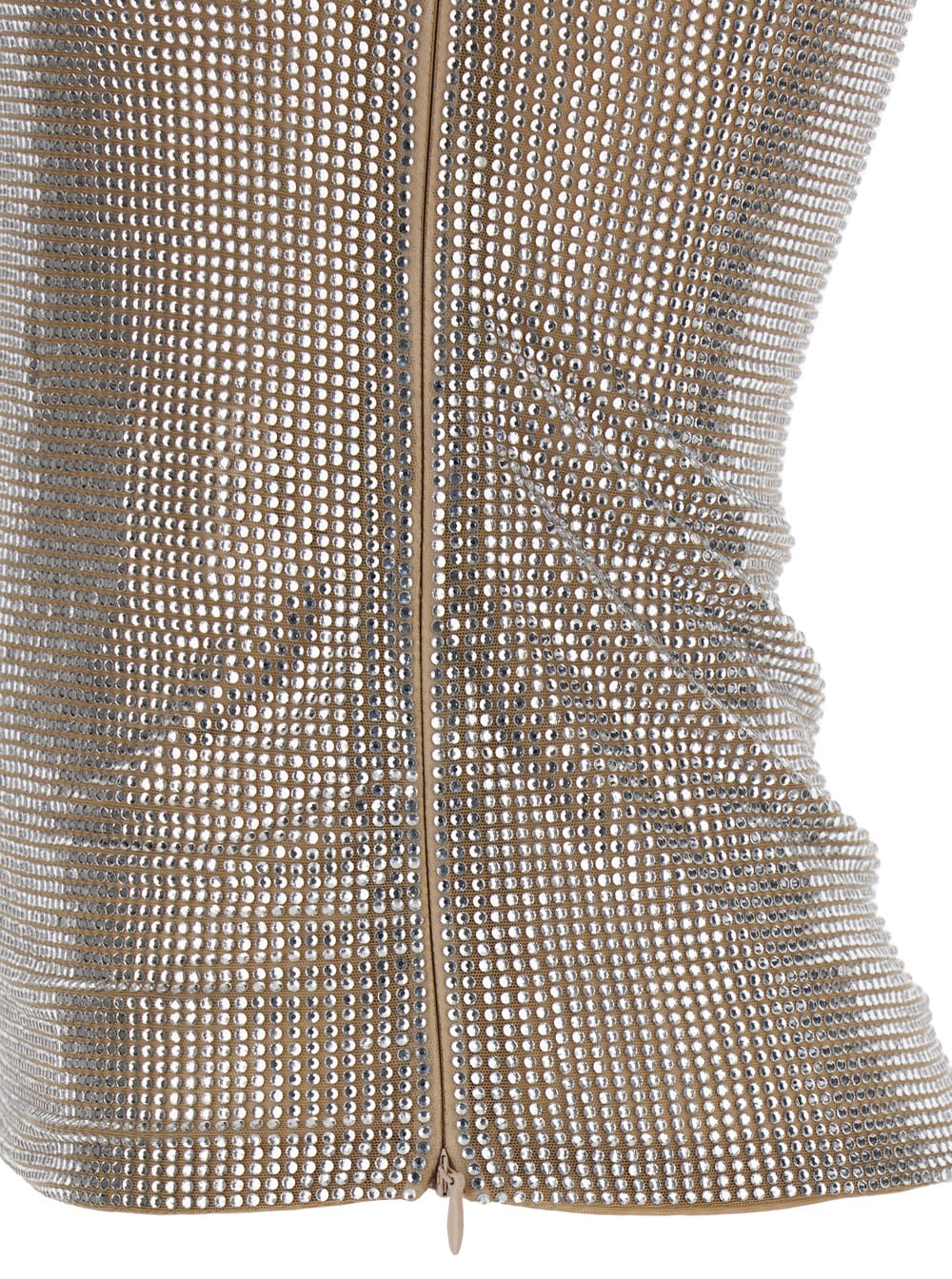 Shop Giuseppe Di Morabito Silver/clear Beige Crystals Decoration Wide Neck Tank Top In Womens Technical Fabric In Metallic