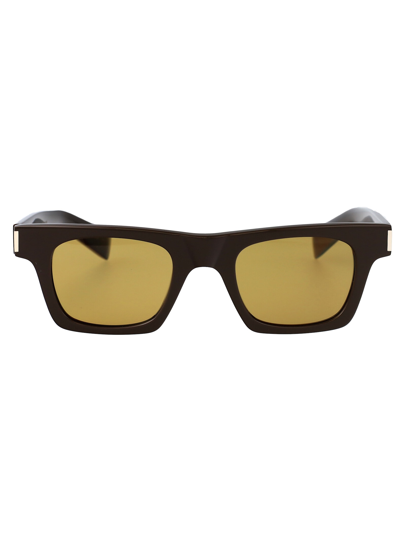 Saint Laurent Logo-print Sunglasses In Brown