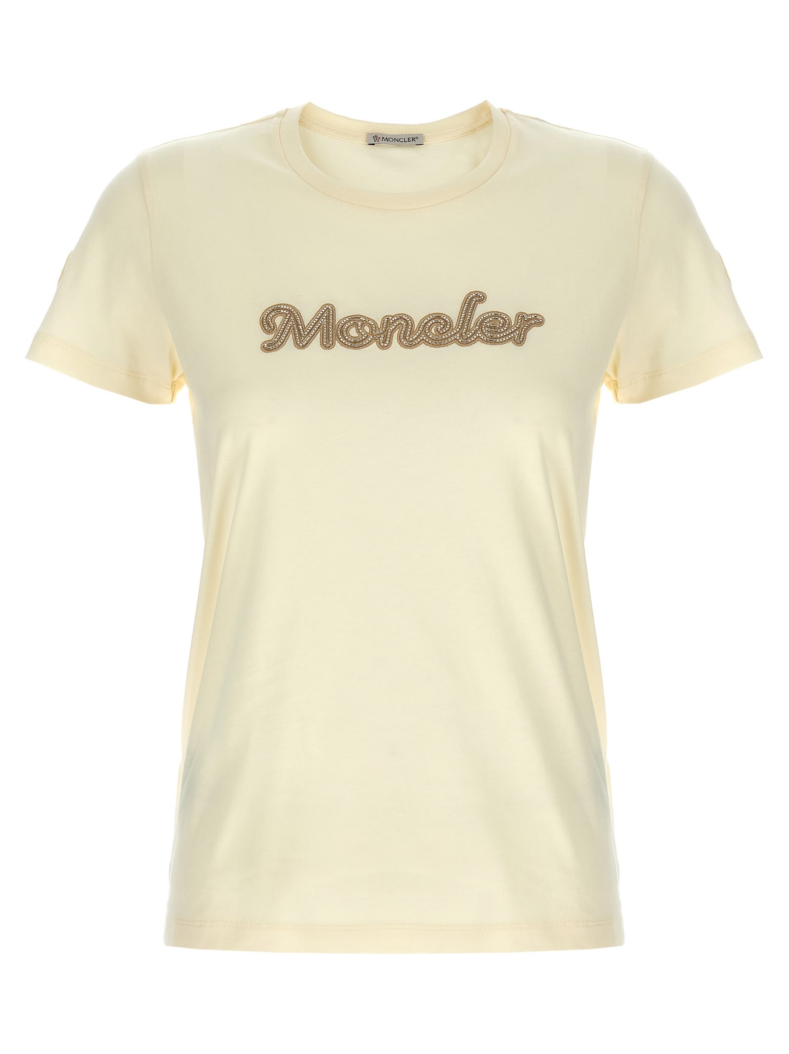 Moncler Logo Embroidery T-shirt In White