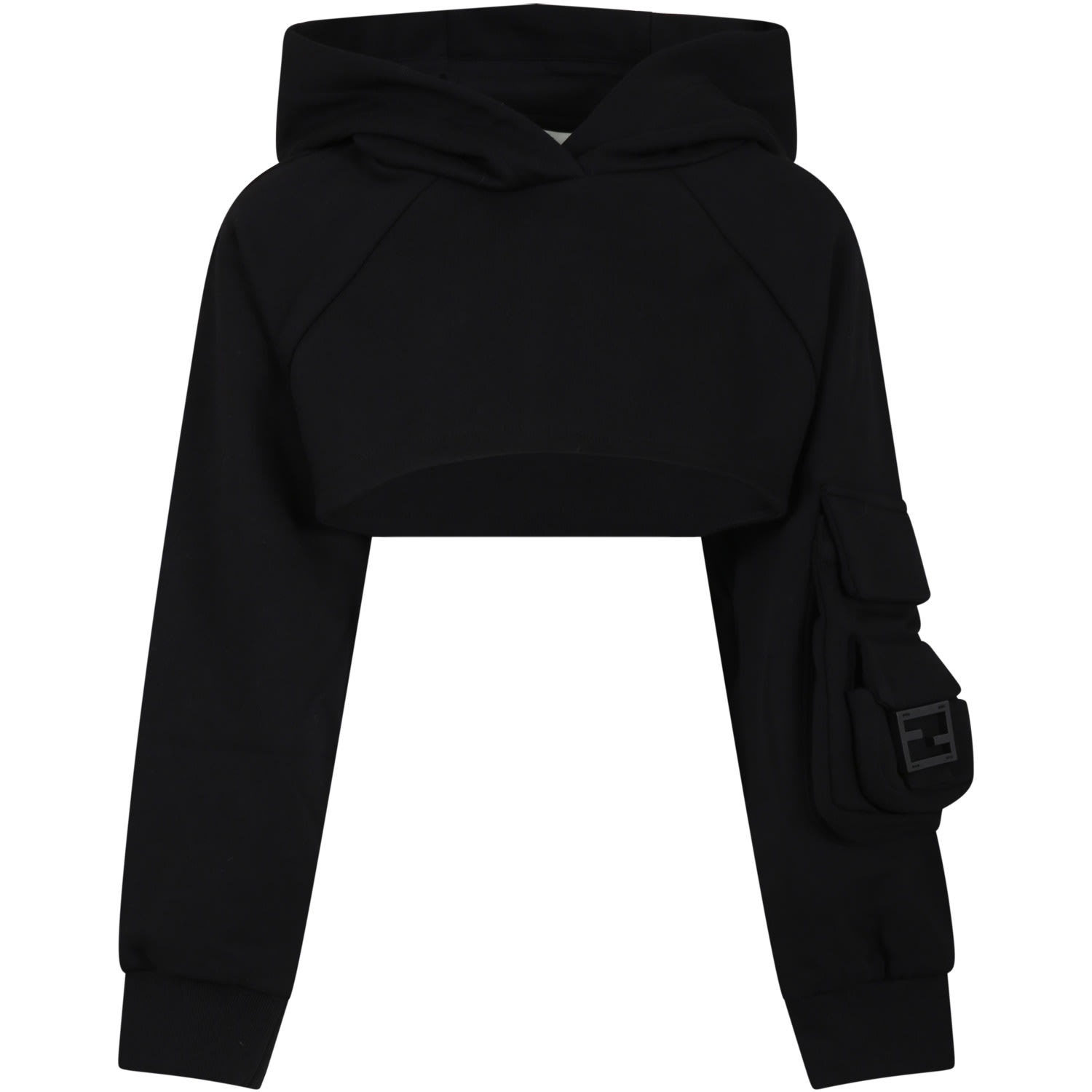 Fendi Kids' Black Sweatshirt For Girl With Baguette