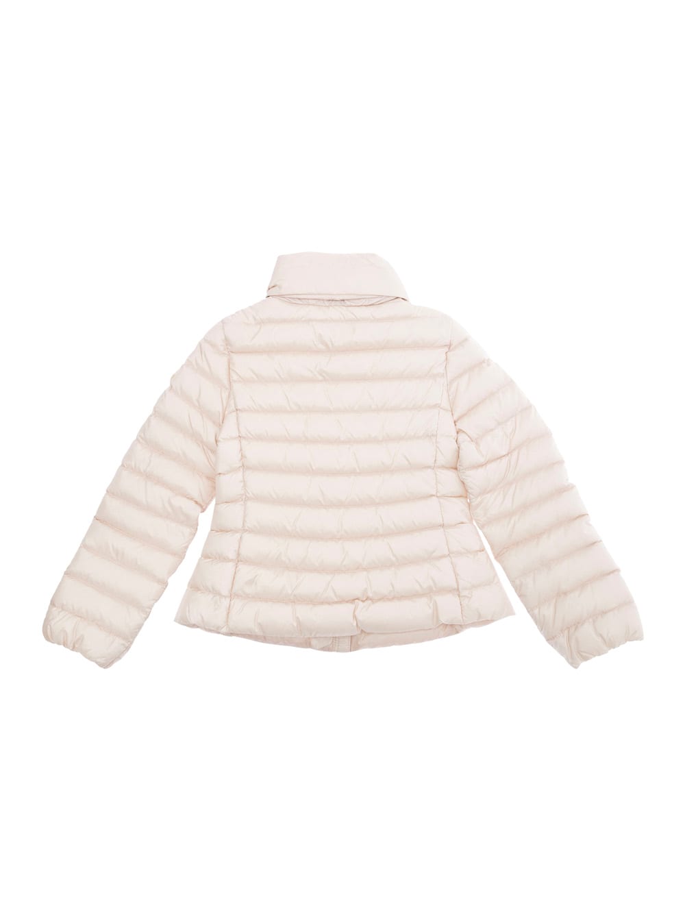Moncler Ige Pink Down Jacket With Logo Patch Applied On The Sleeve In Tech Fabric Girl In Gold