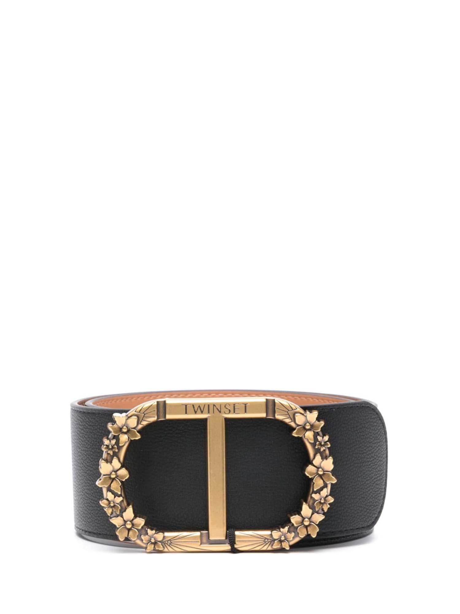 Belt With Floral Oval T