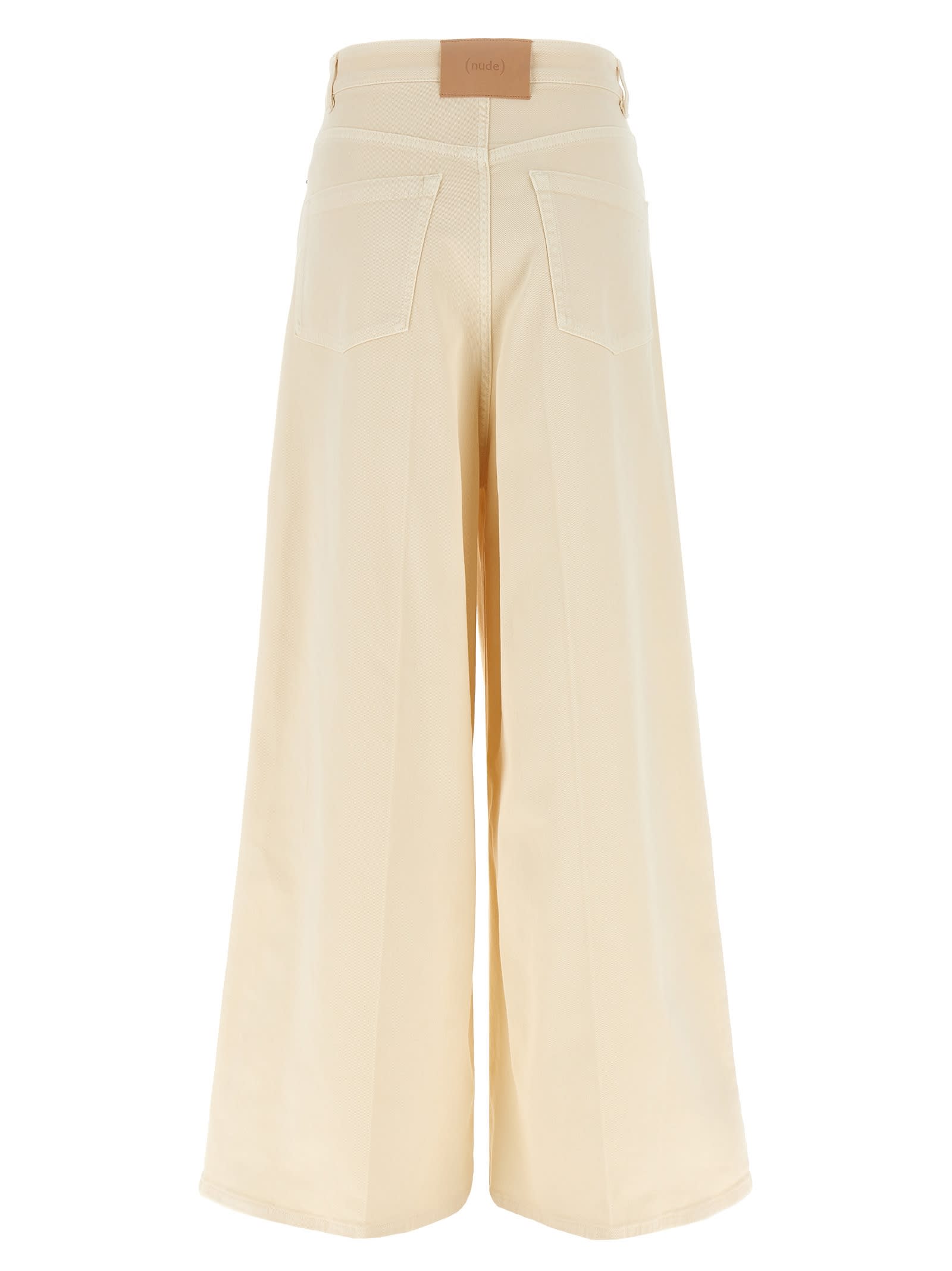 Nude High-waisted Wide Leg Jeans In Beige