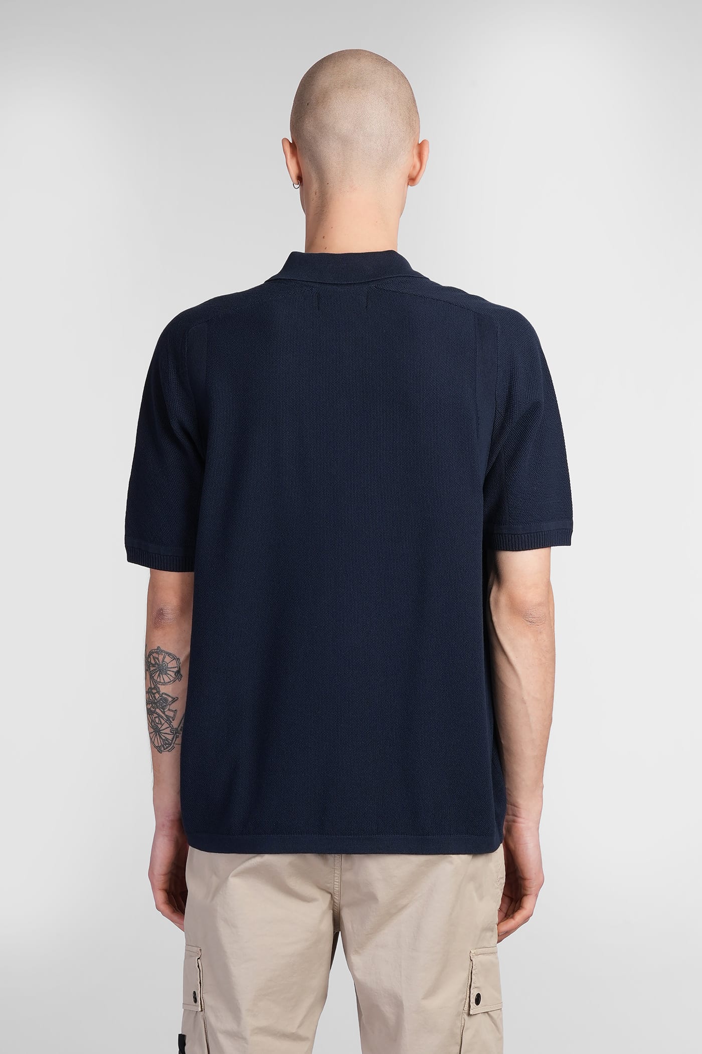 Stone Island Logo Polo Shirt In Blue