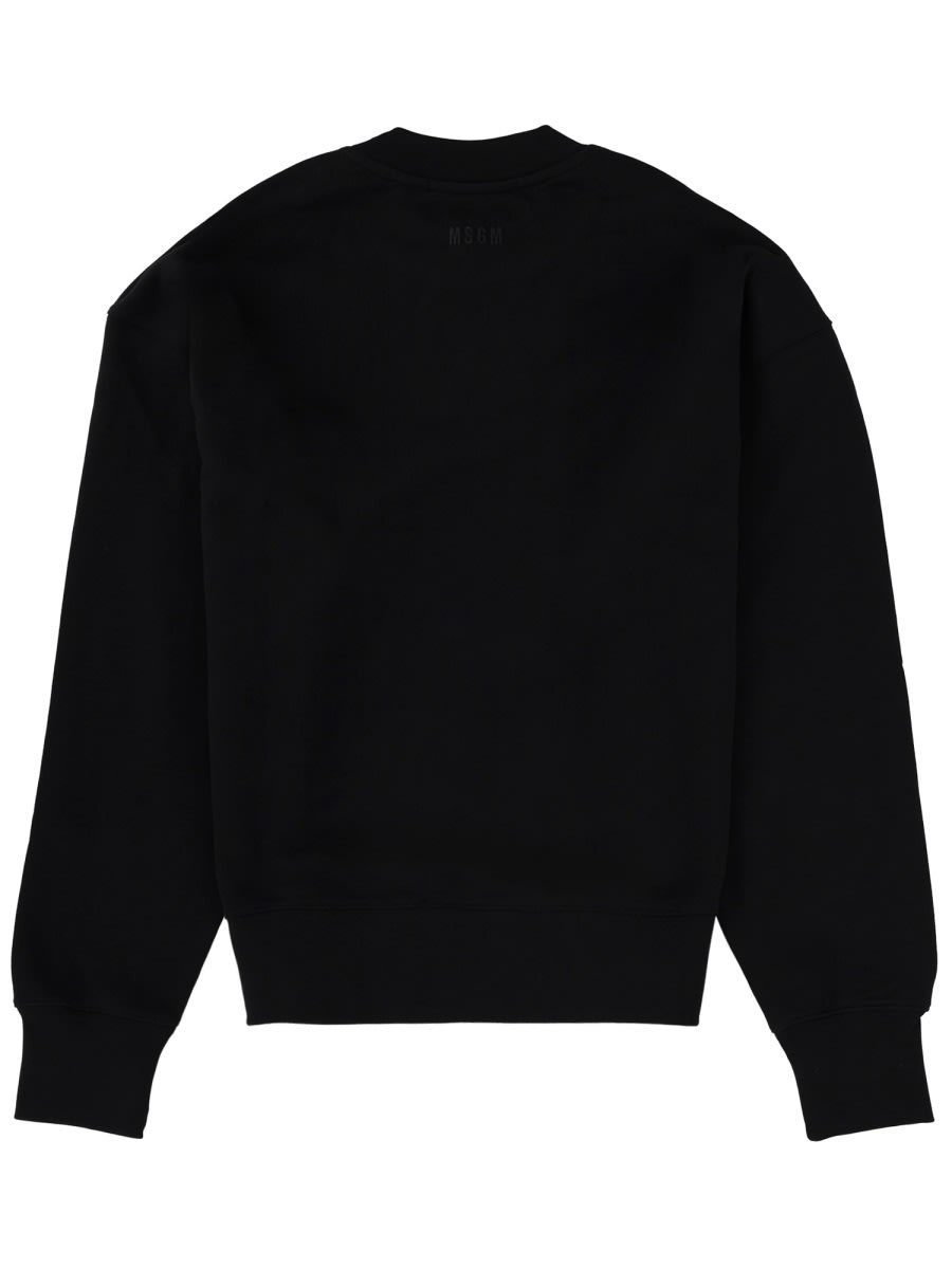 Msgm Graphic Print Crew Neck Knitwear In Black