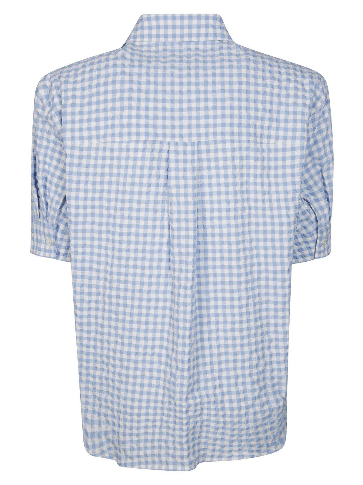 Marni Seersucker Checked Shirt In Azzurro