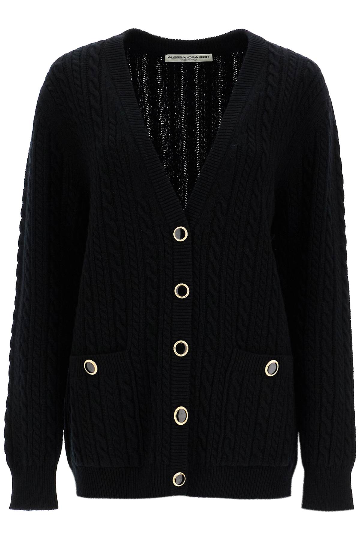 Shop Alessandra Rich Oversized Wool Cardigan In Black (black)