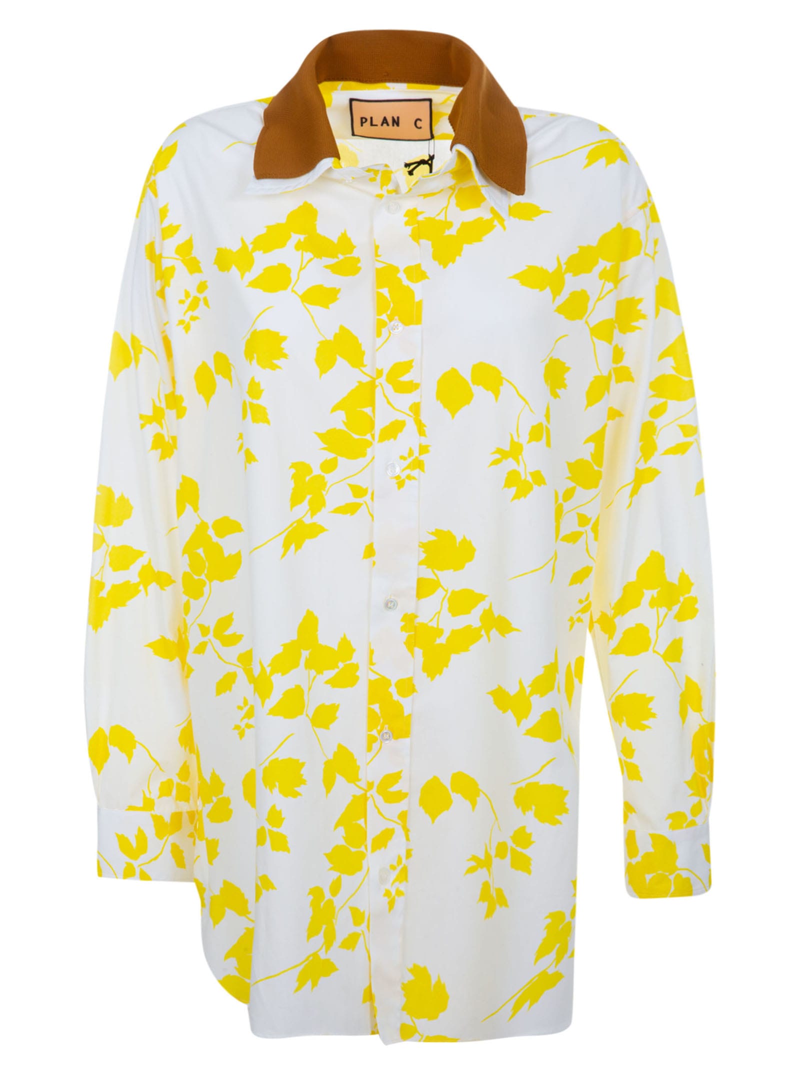 Plan C Popeline Dis Ivy Shirt In Yellow Flower
