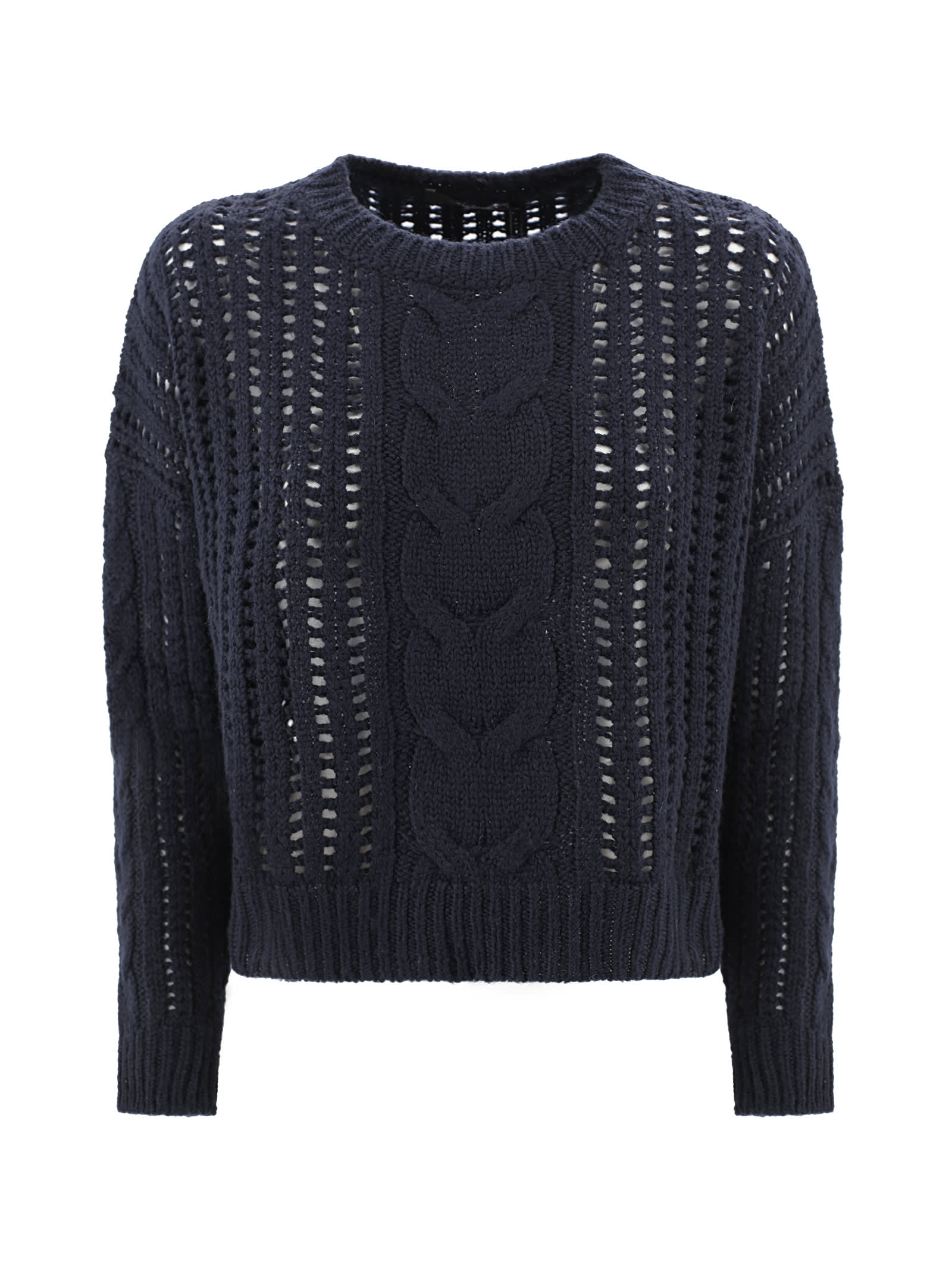 Shop Weekend Max Mara Oversized Wool Sweater In Blue