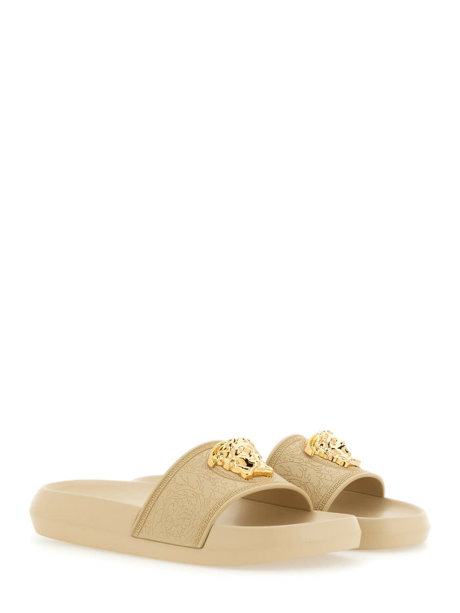 Shop Versace Slide Sandal Medusa In Gold