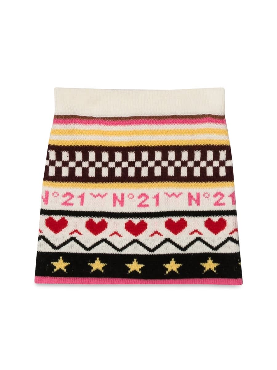 Shop N°21 Allover Jacquard Knit Skirt In Multicolour