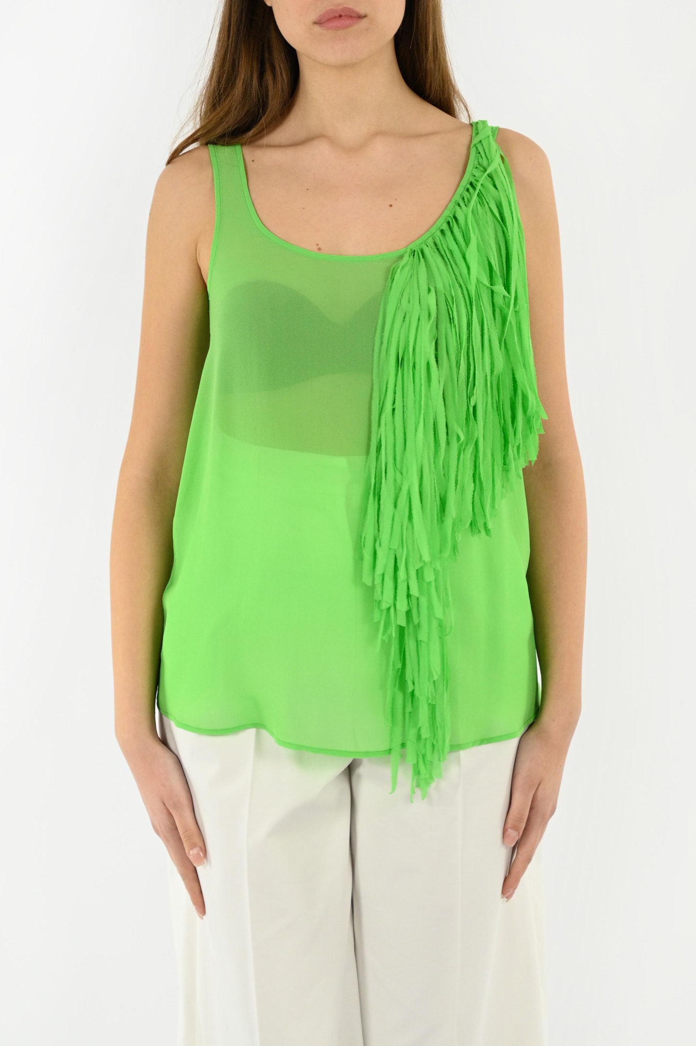 Alysi Sleeveless Top With Fringes