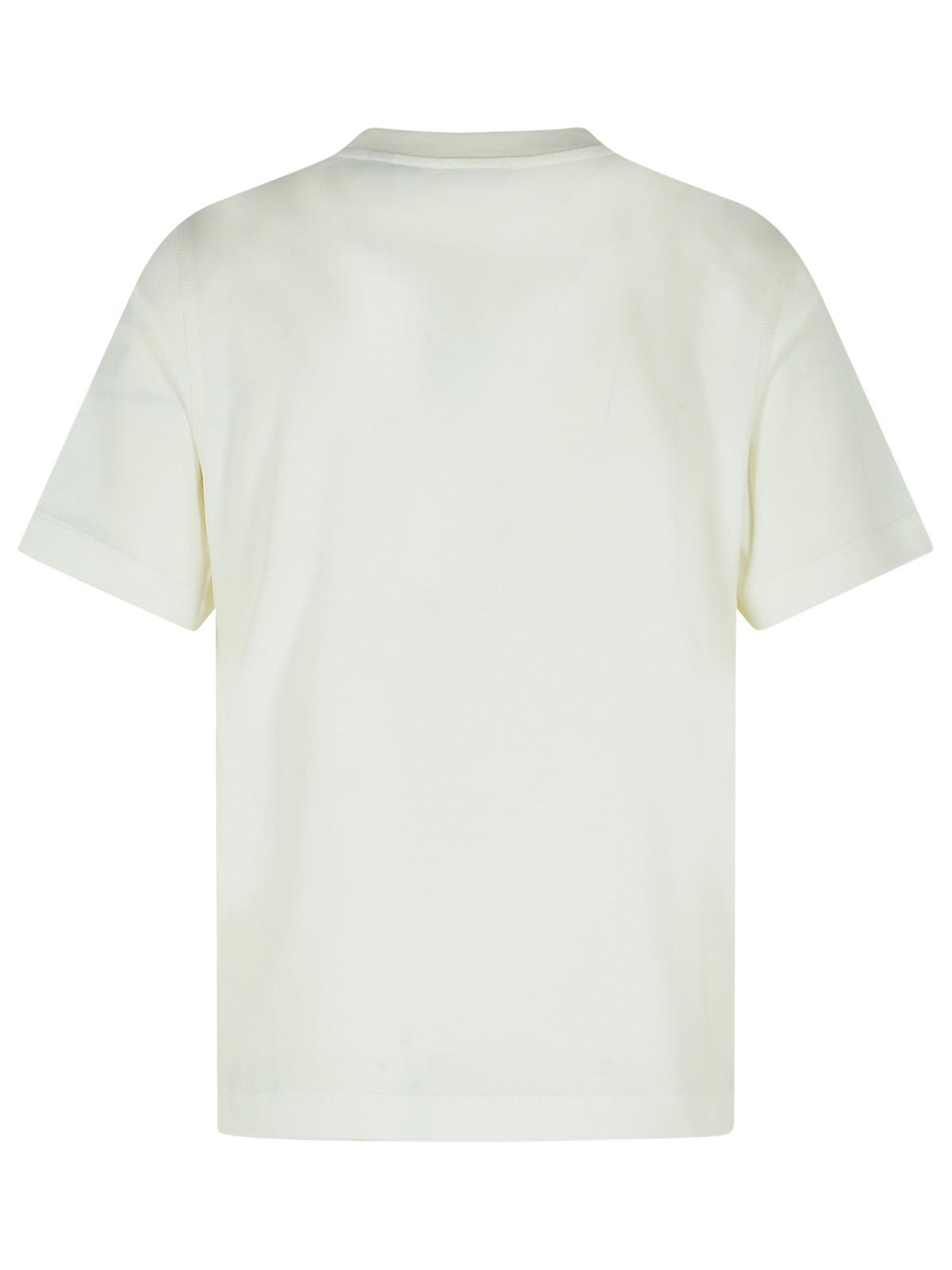Burberry Cotton T-shirt With Check Application In Chalk