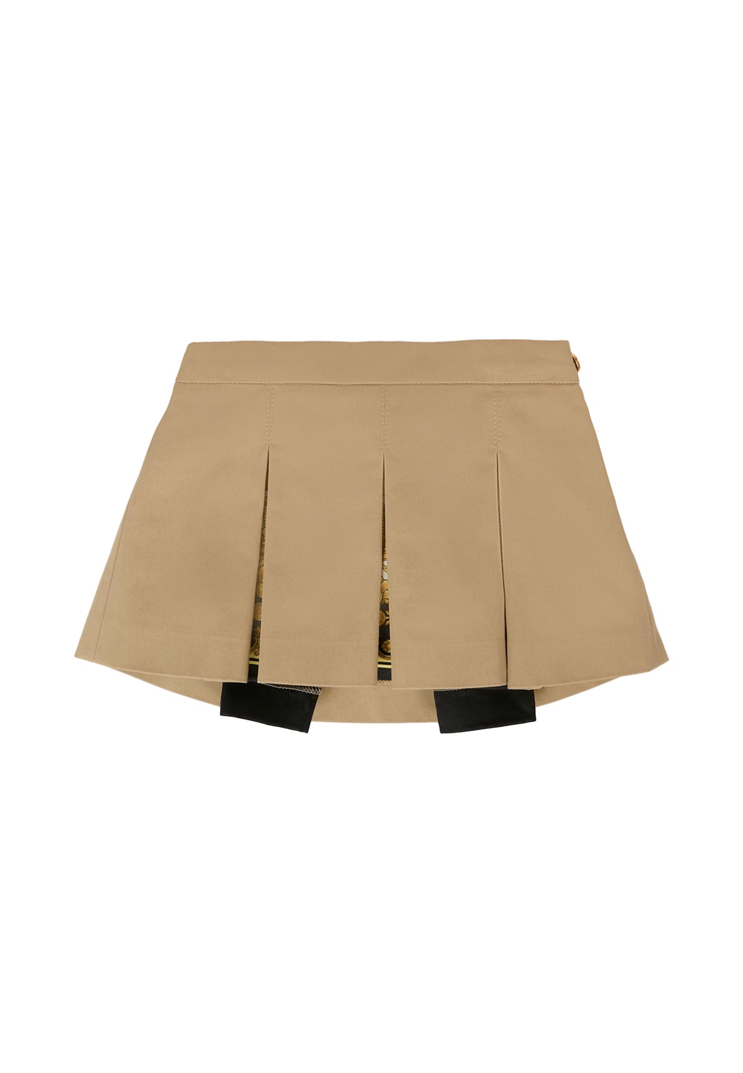 Versace Beige Skirt For Baby Girl With Barocco Print In Brown