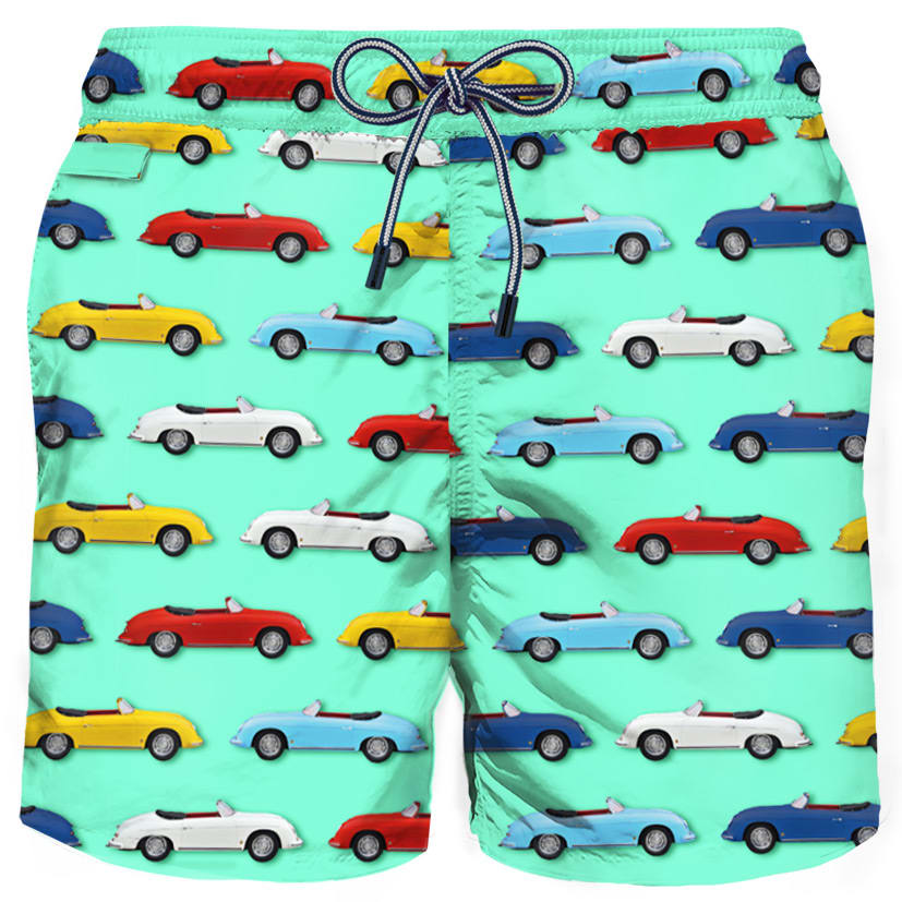 MC2 Saint Barth Man Multicolor Car Print Swim Shorts