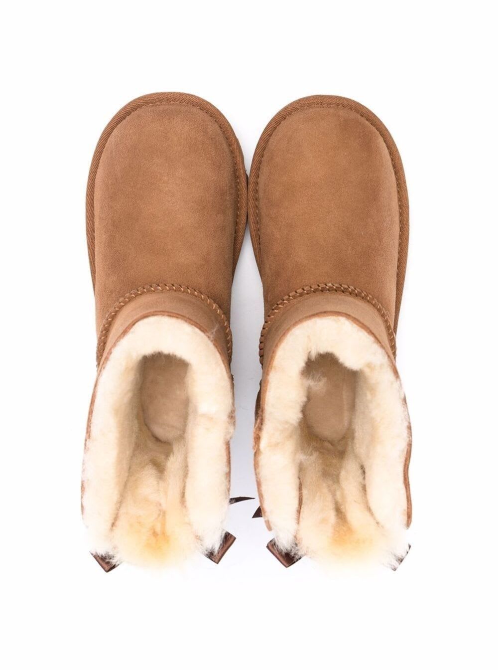 UGG MINI BAILEY BOW BROWN BOOTS WITH BOW DETAIL IN LEATHER GIRL