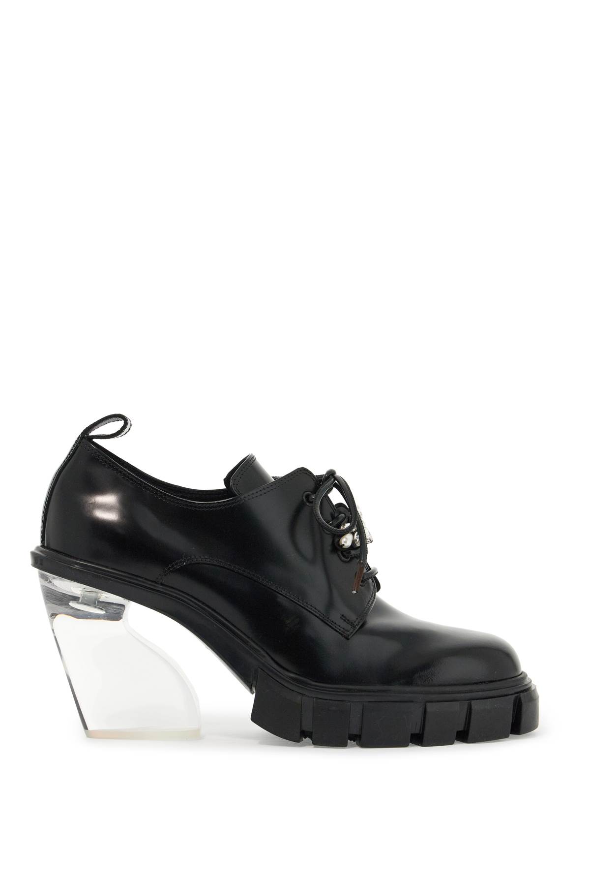 Shop Simone Rocha Lace-up Heels With Plex In Black Clear Pearl Clear (black)