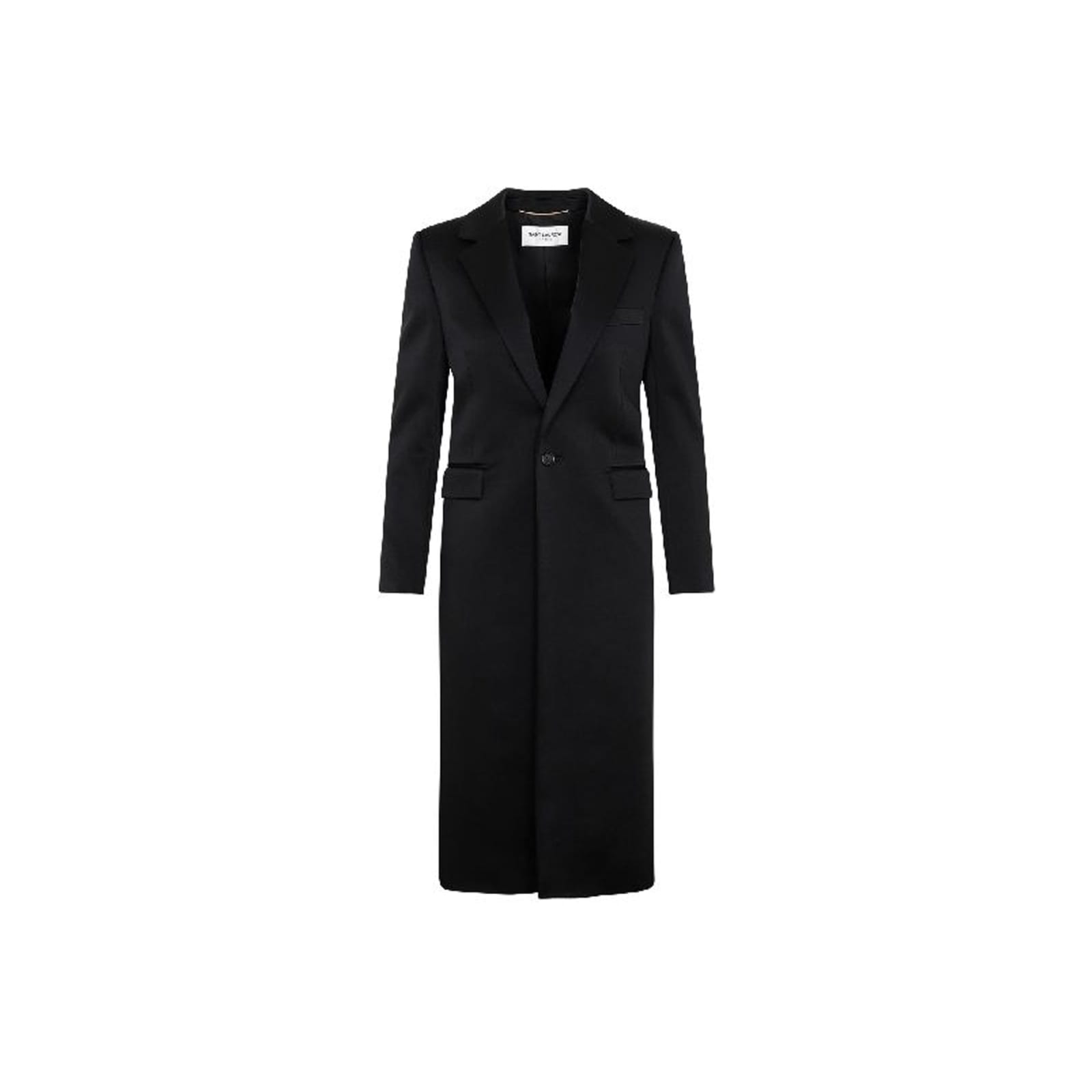 Saint Laurent Satin Coat In Black