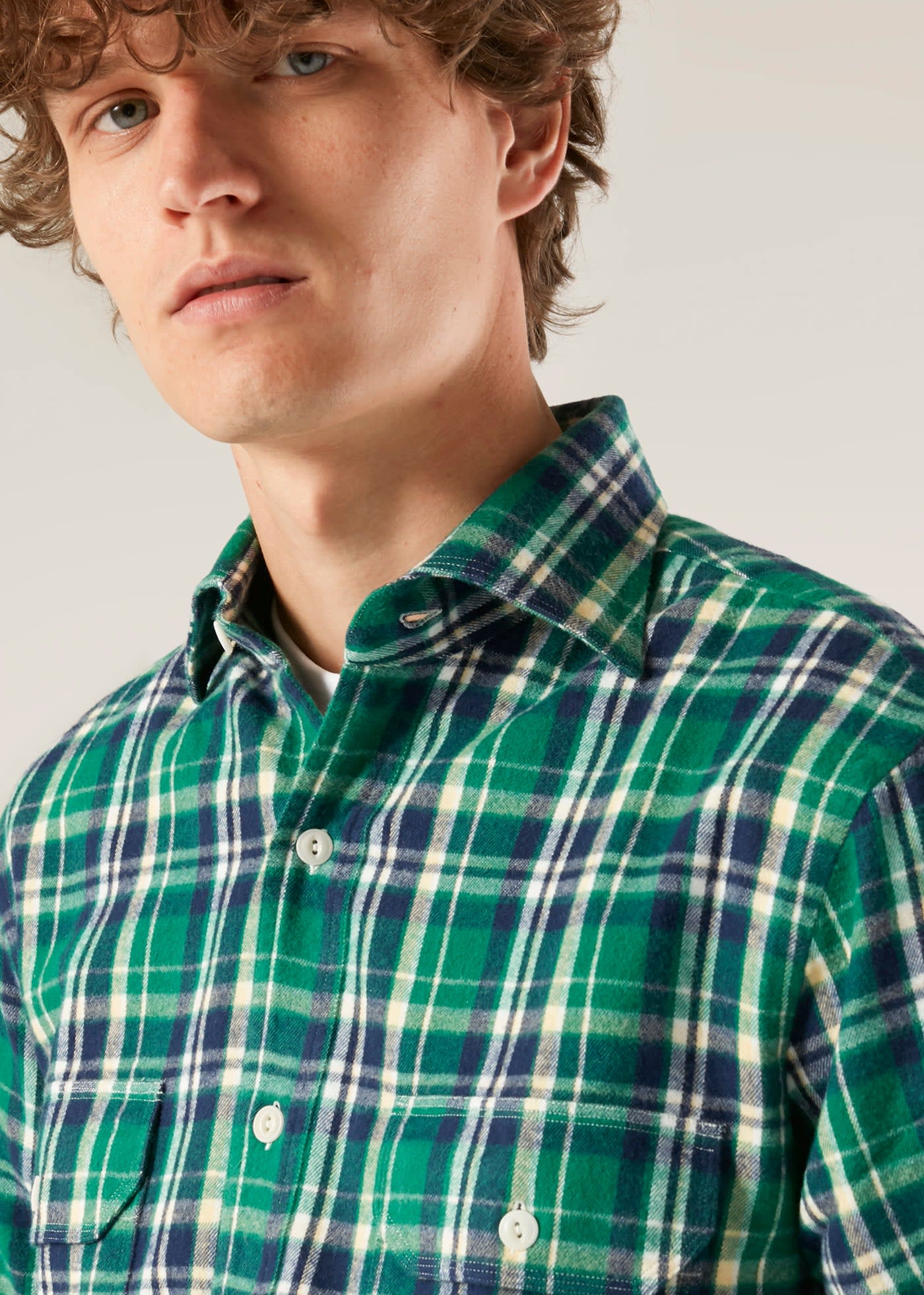 Doppiaa Aantero Green Flannel Checked Shirt In Green