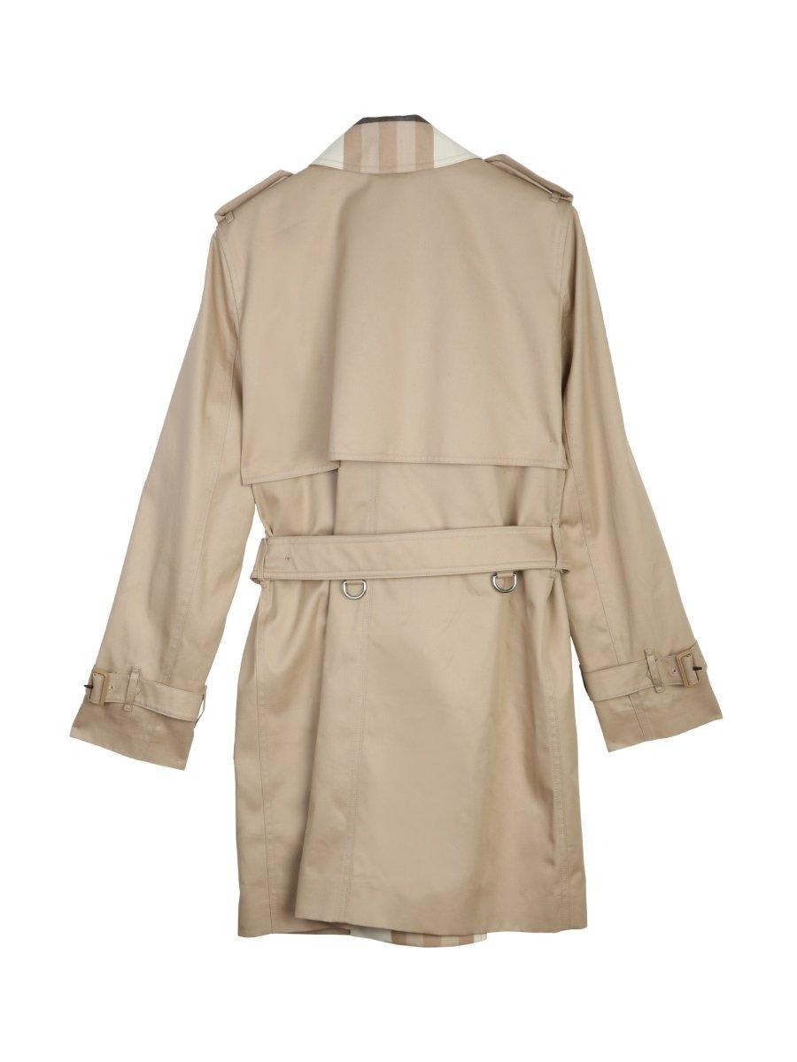 Shop Burberry Belted Check Detailed Trench Coat In Beige
