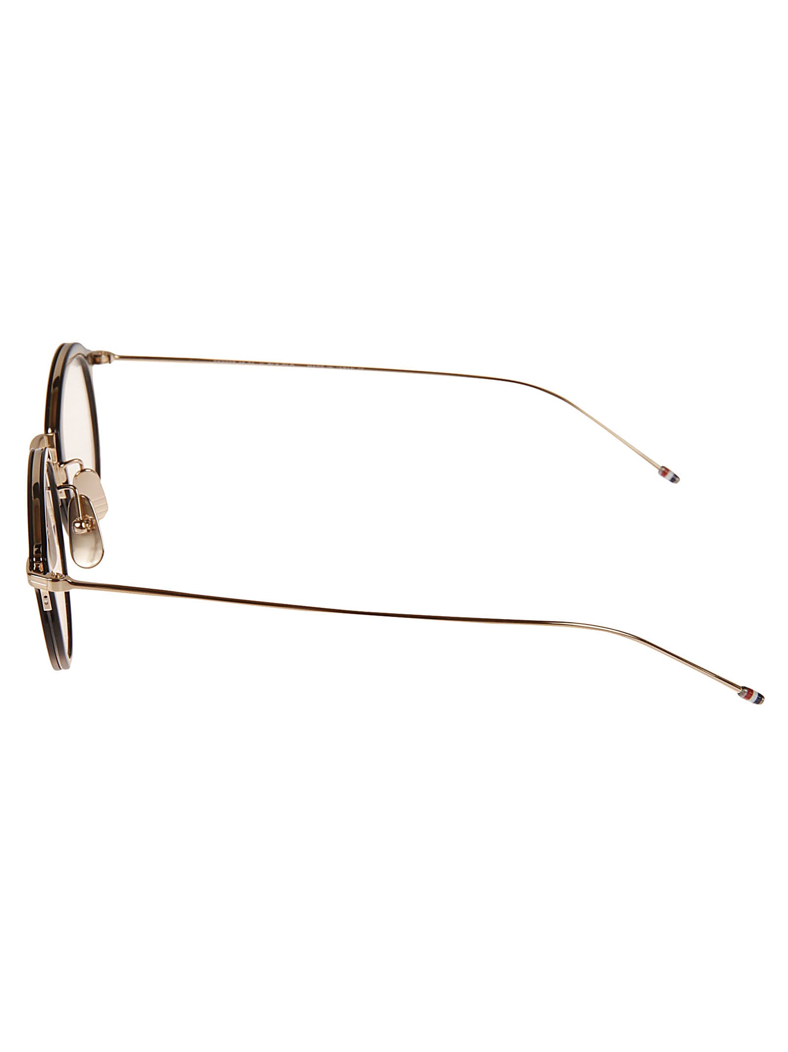 Thom Browne Oval Glasses In Black White Gold