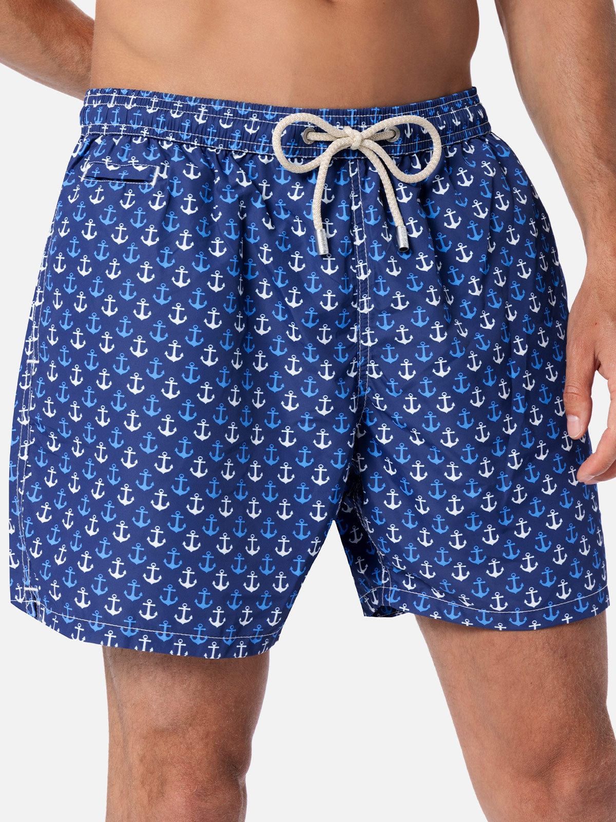MC2 SAINT BARTH MAN LIGHTWEIGHT FABRIC SWIM-SHORTS LIGHTING MICRO FANTASY WITH ANCHOR PRINT