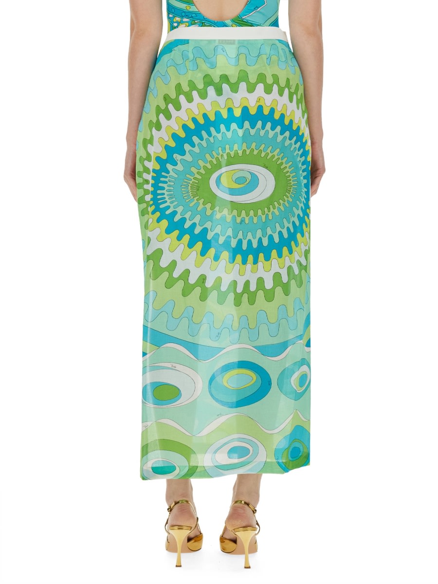 Shop Pucci Cotton Skirt In Azure