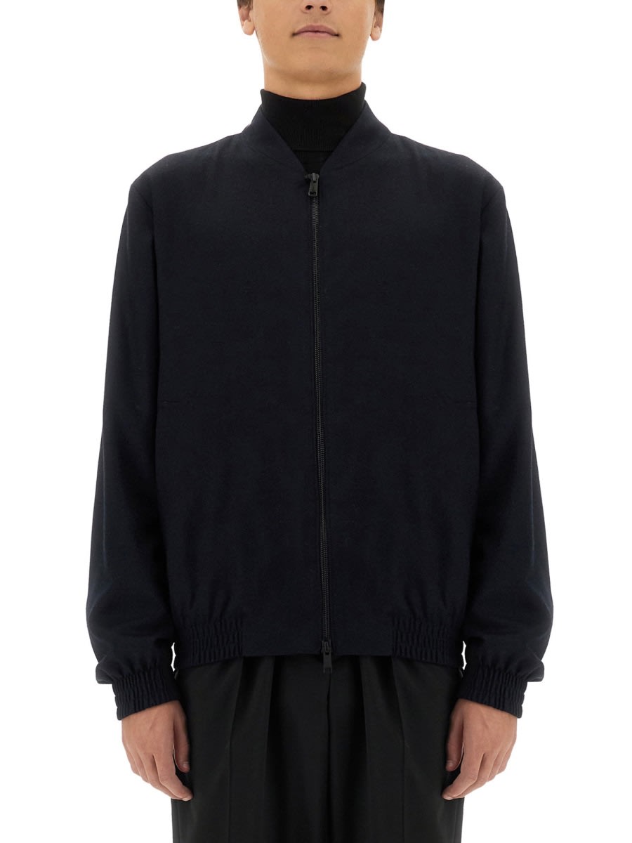 Shop Zegna Wool Bomber. In Black