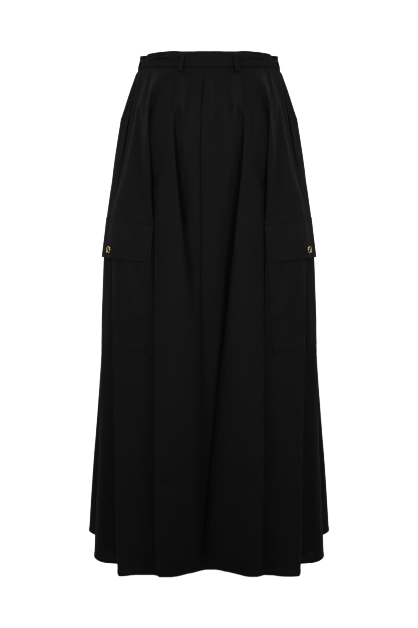 Shop Twinset Poplin Cargo Skirt In Black